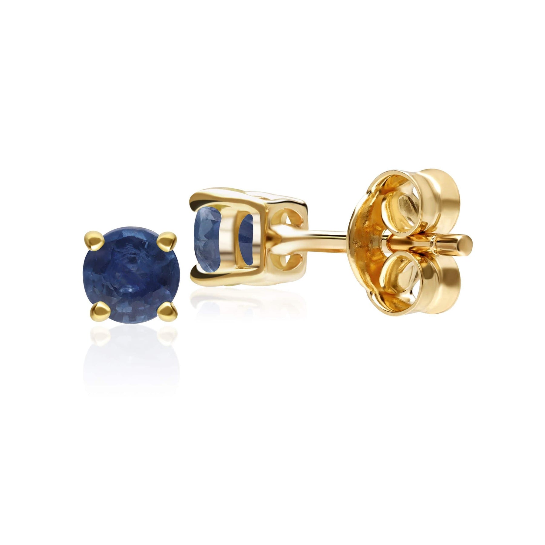 Orecchini con zaffiro blu classici in oro giallo 375