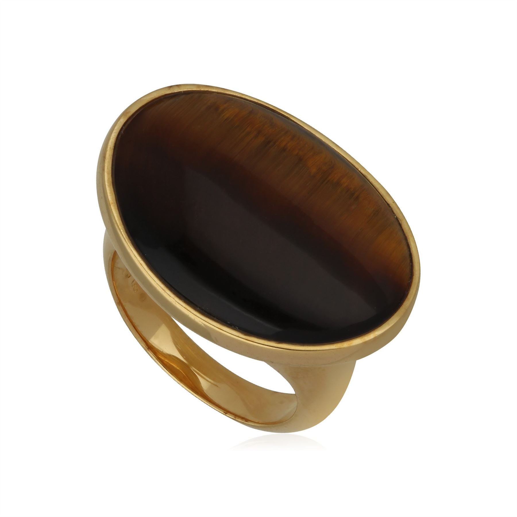 Anello Kosmos in argento 925 placcato oro con occhio di tigre