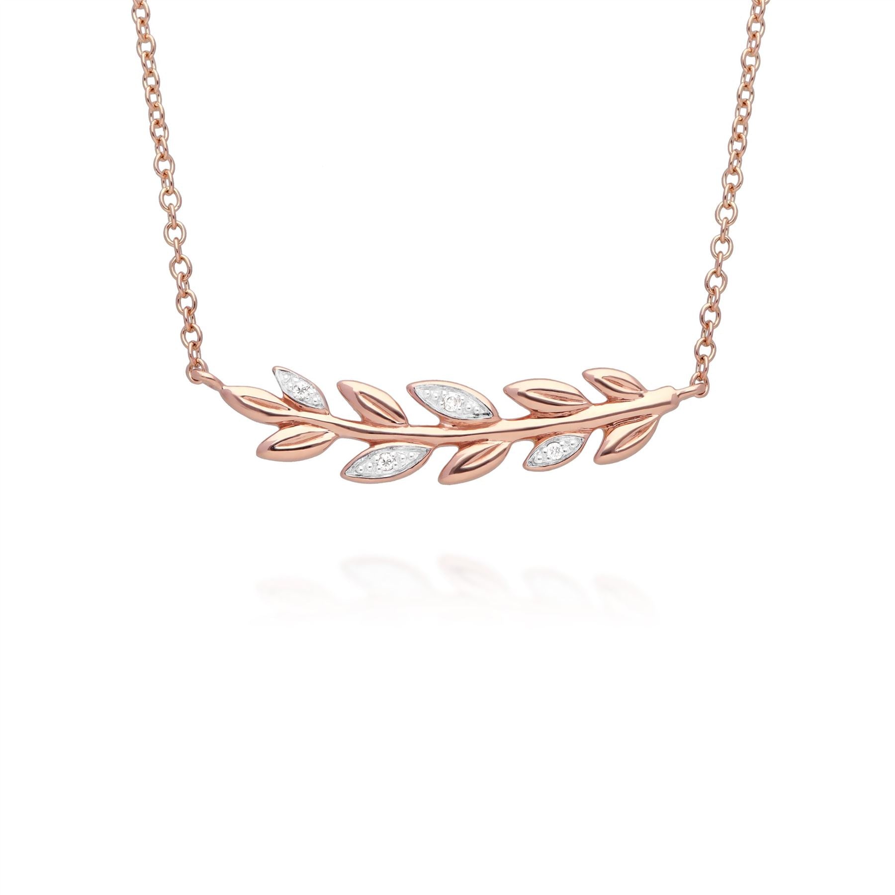 Collana O Leaf Oro rosa 375 Diamanti