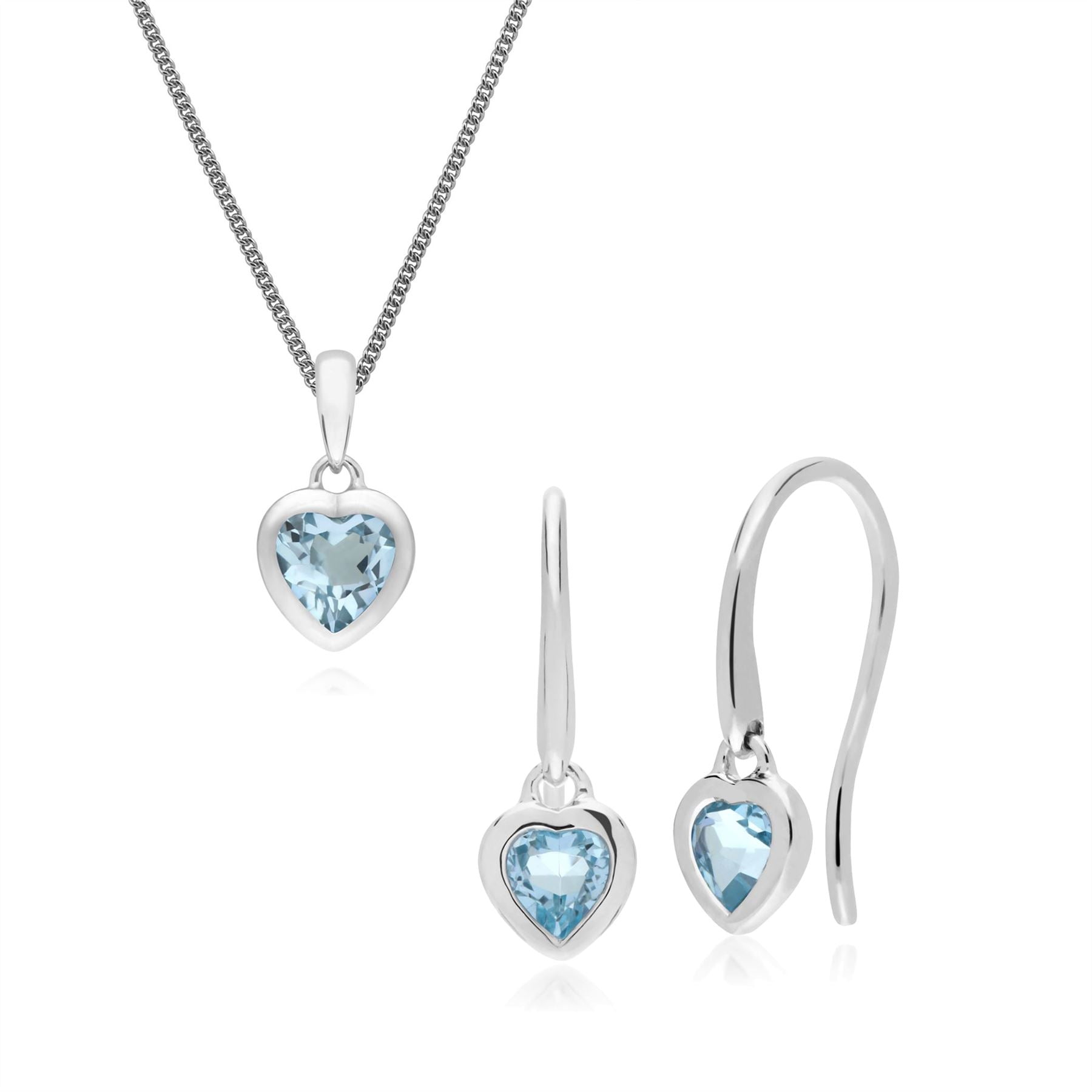 Classico pendente in argento 925 con topazio blu e orecchini pendenti
