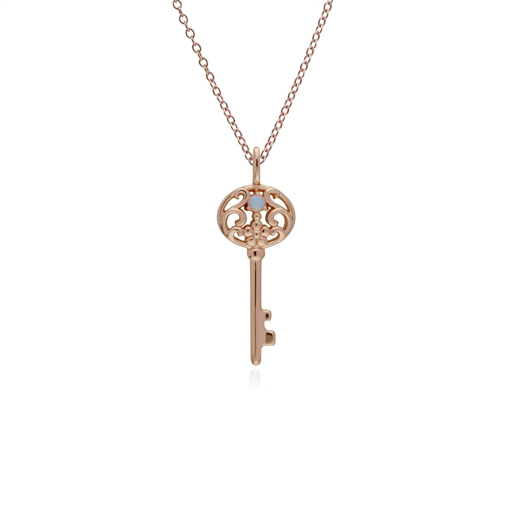 Ciondolo classico con lucchetto a cuore in argento 925 placcato oro rosa e grandi ciondoli per chiavi in opale