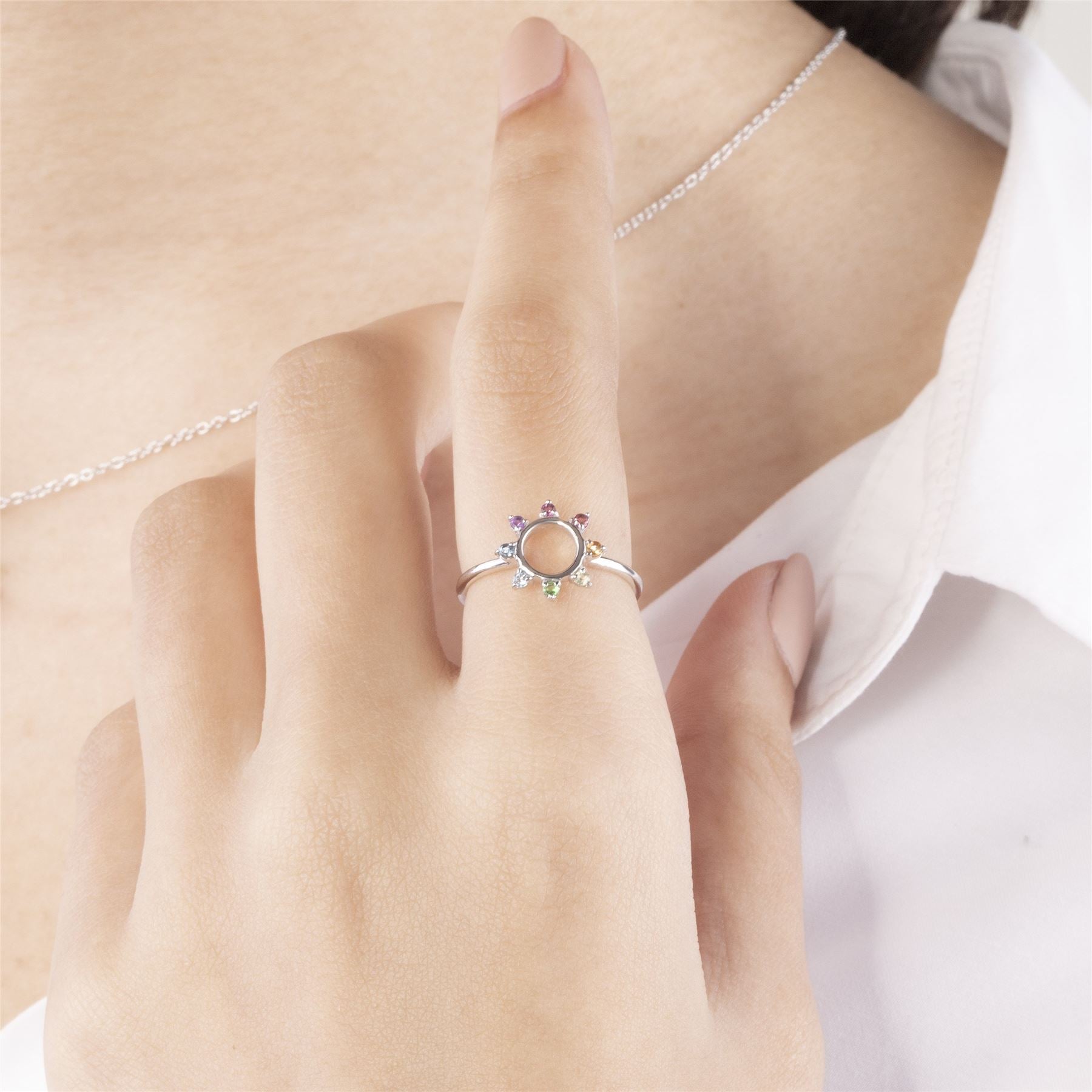 Anello arcobaleno in argento 925