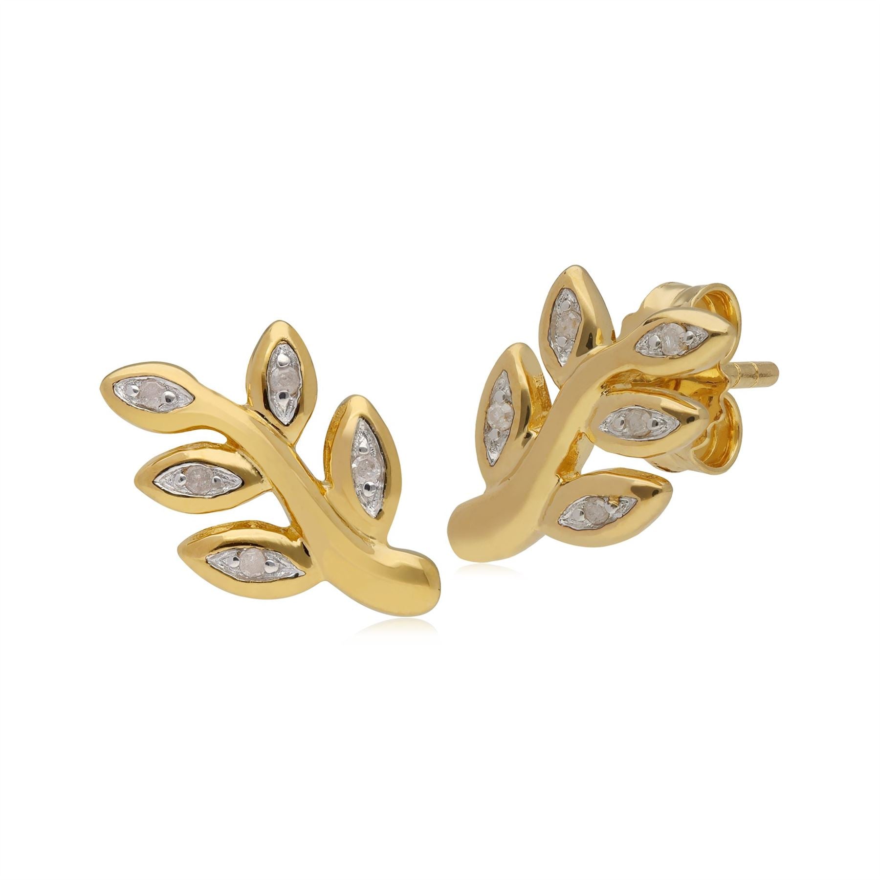 Orecchini a lobo Kosmos Leaf Argento 925 placcato oro con diamanti