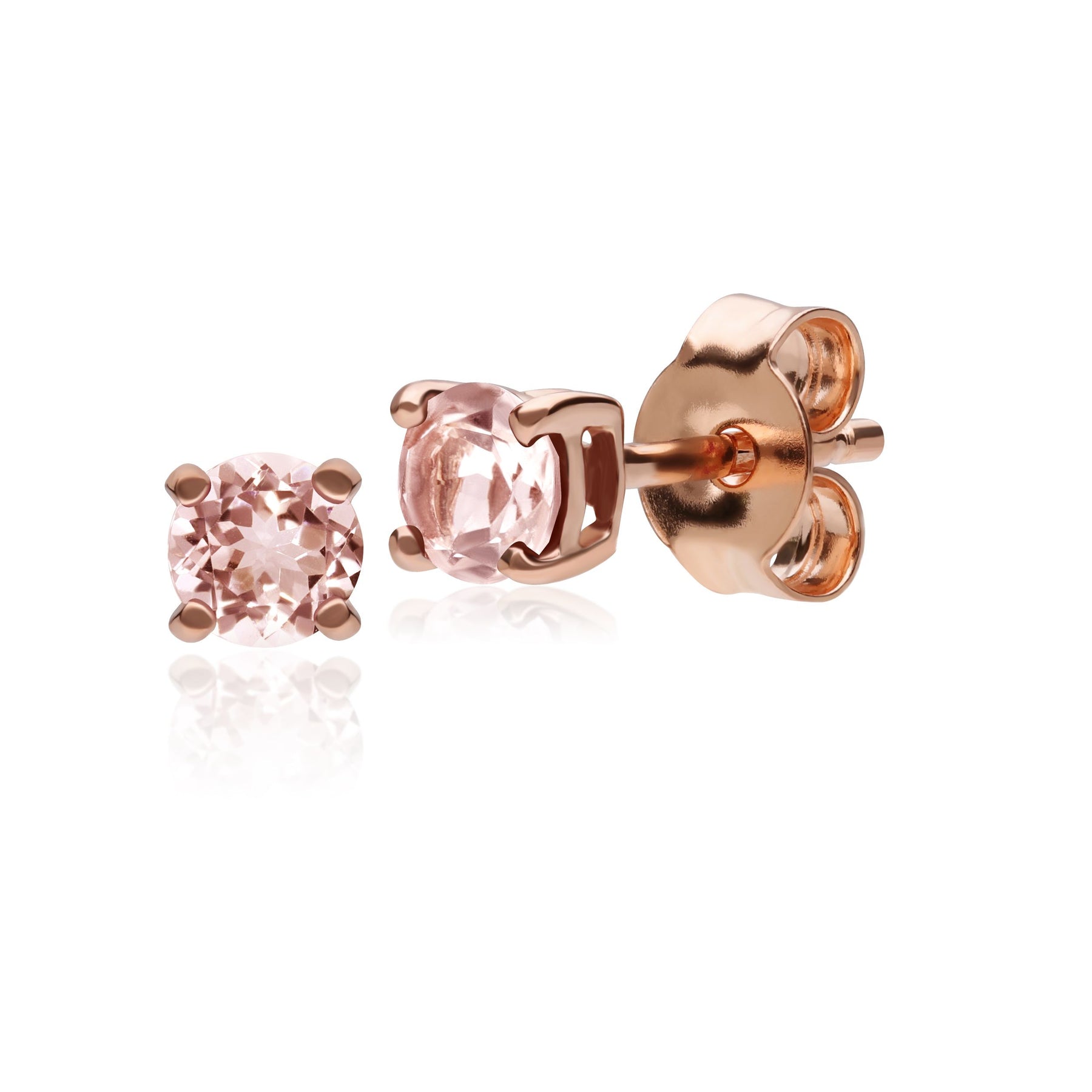Orecchini classici con montatura a punta rotonda in oro rosa 375 con morganite