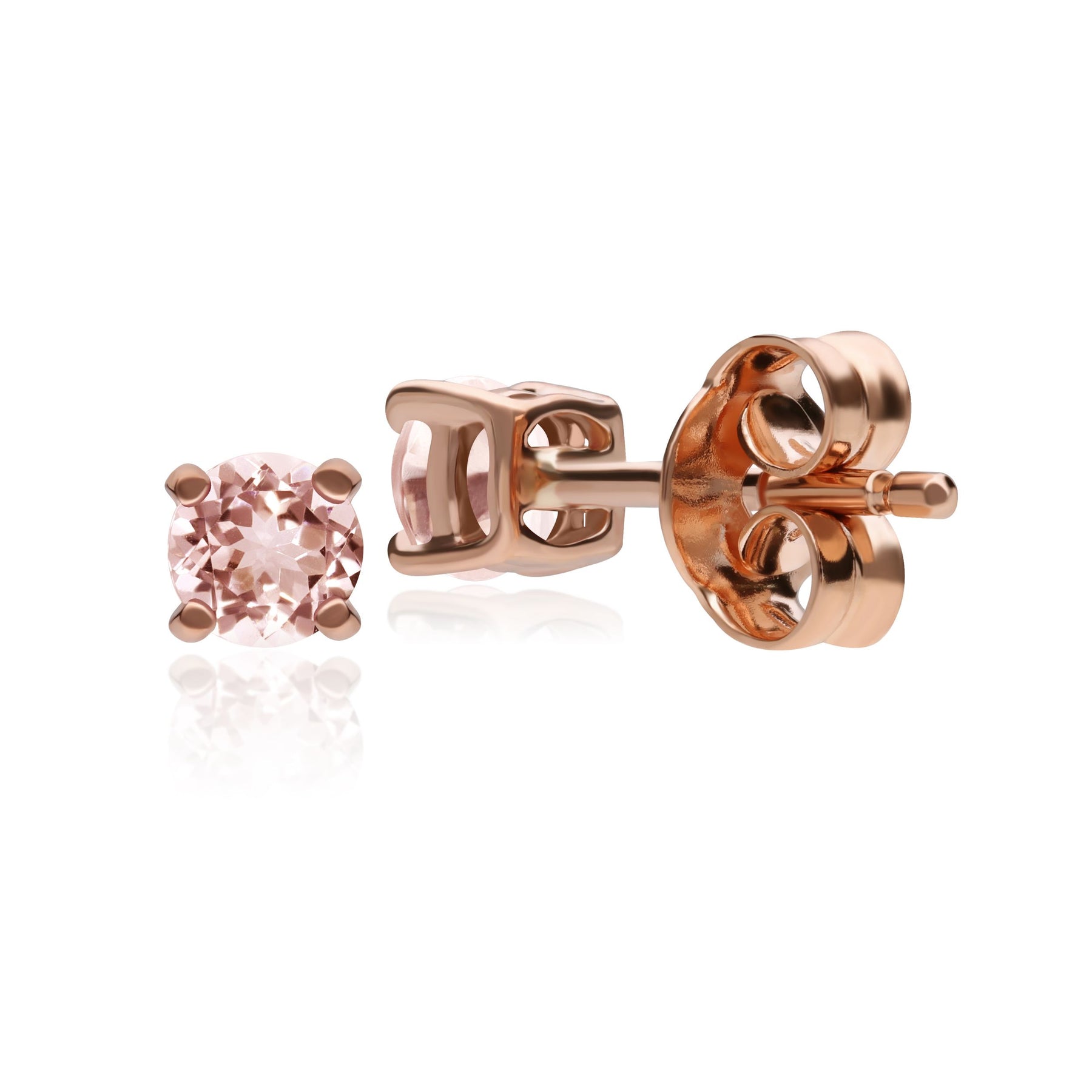 Orecchini classici con montatura a punta rotonda in oro rosa 375 con morganite