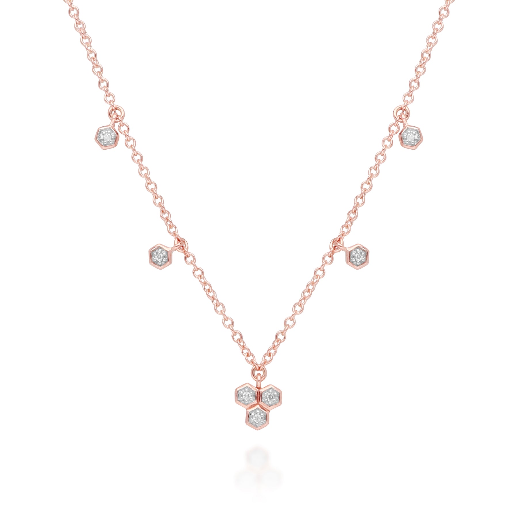 Collana stile girocollo trilogy in oro rosa 375 con diamanti