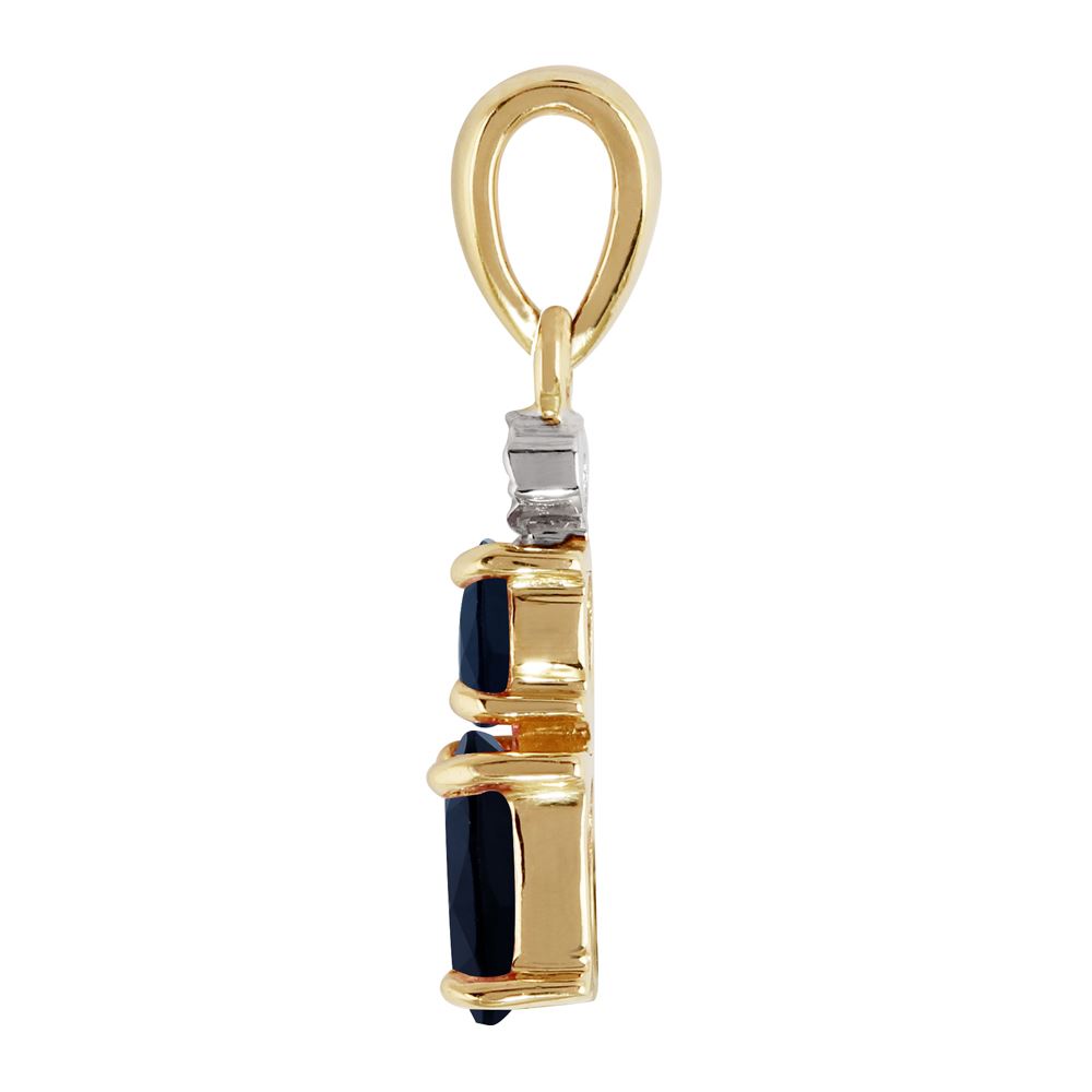 Classico pendente ovale in oro giallo 375 con zaffiro e diamanti