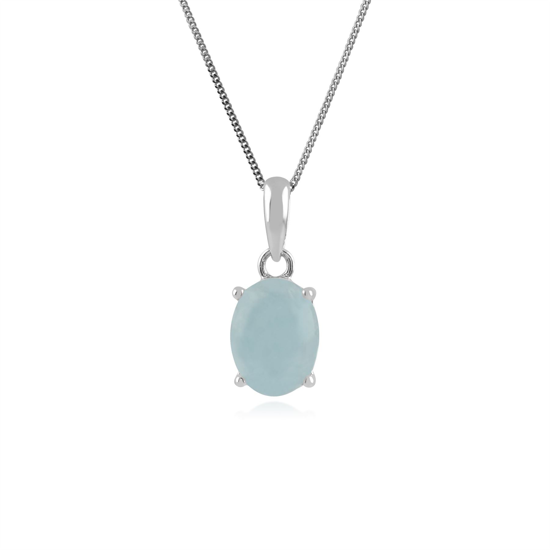 Classico pendente e bracciale ovale opaco con acquamarina in argento 925
