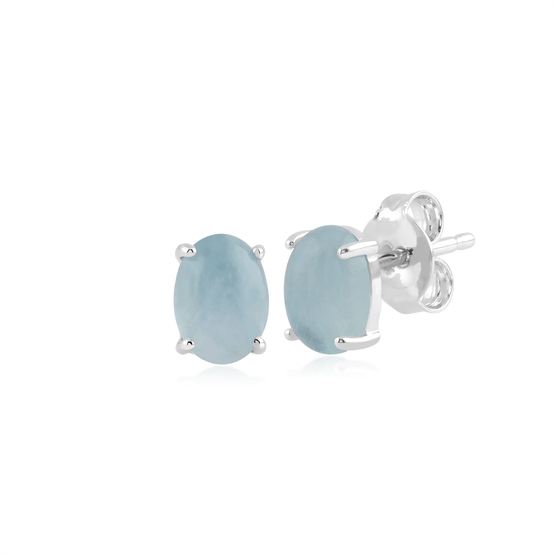 Classico pendente e bracciale ovale opaco con acquamarina in argento 925