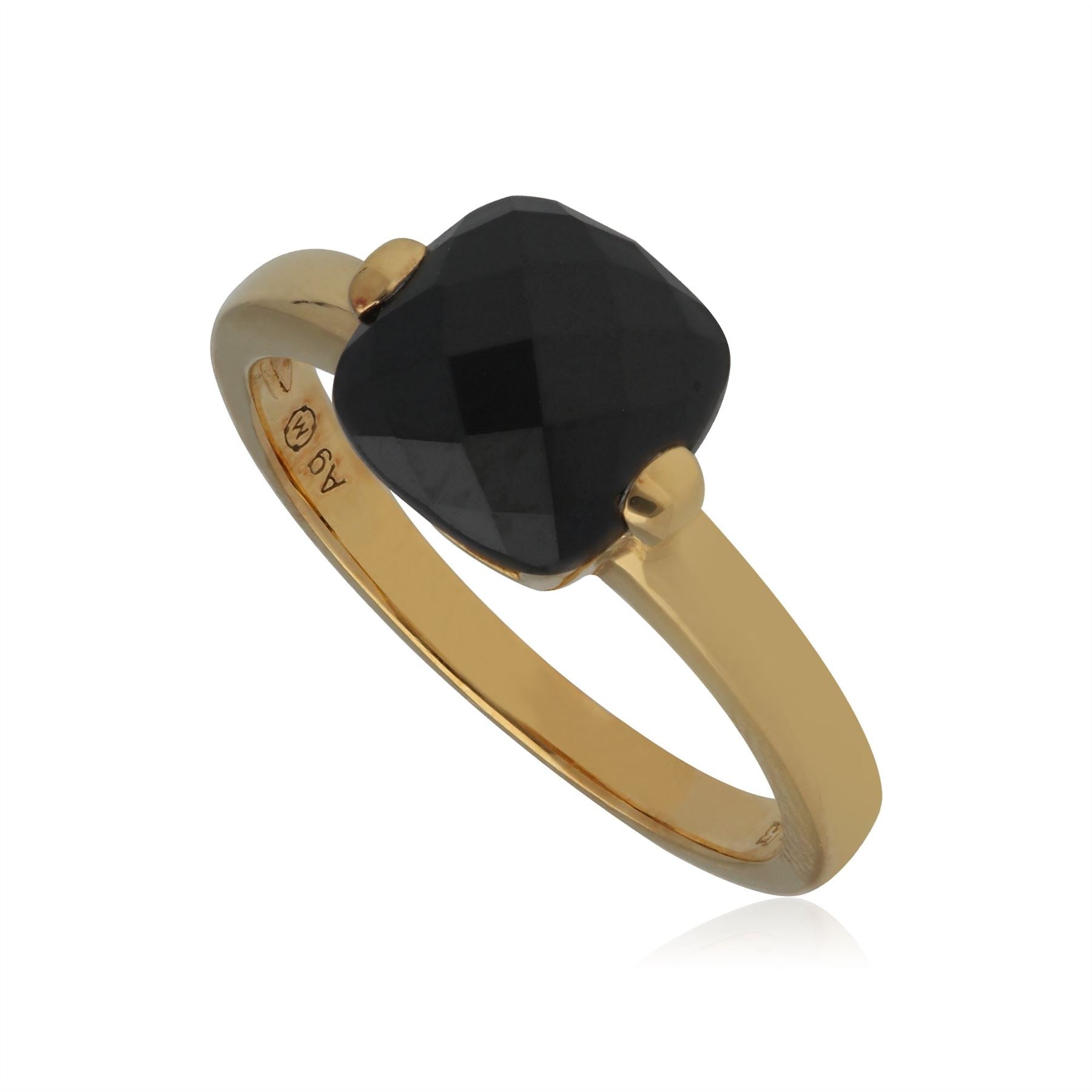 Anello Kosmos Argento 925 Placcato Oro Spinello Nero