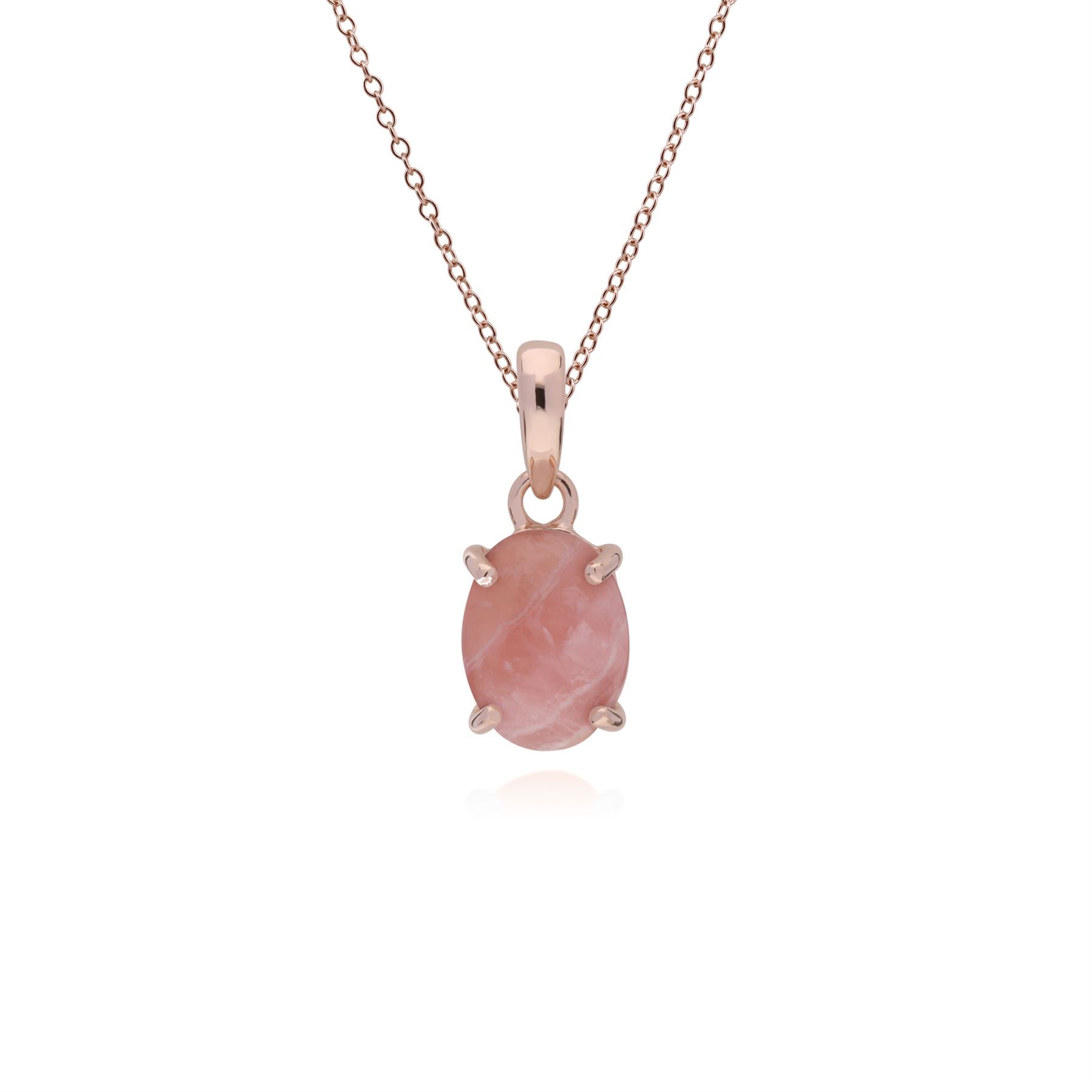 Classico pendente e bracciale ovale in rodocrosite placcato oro rosa in argento 925