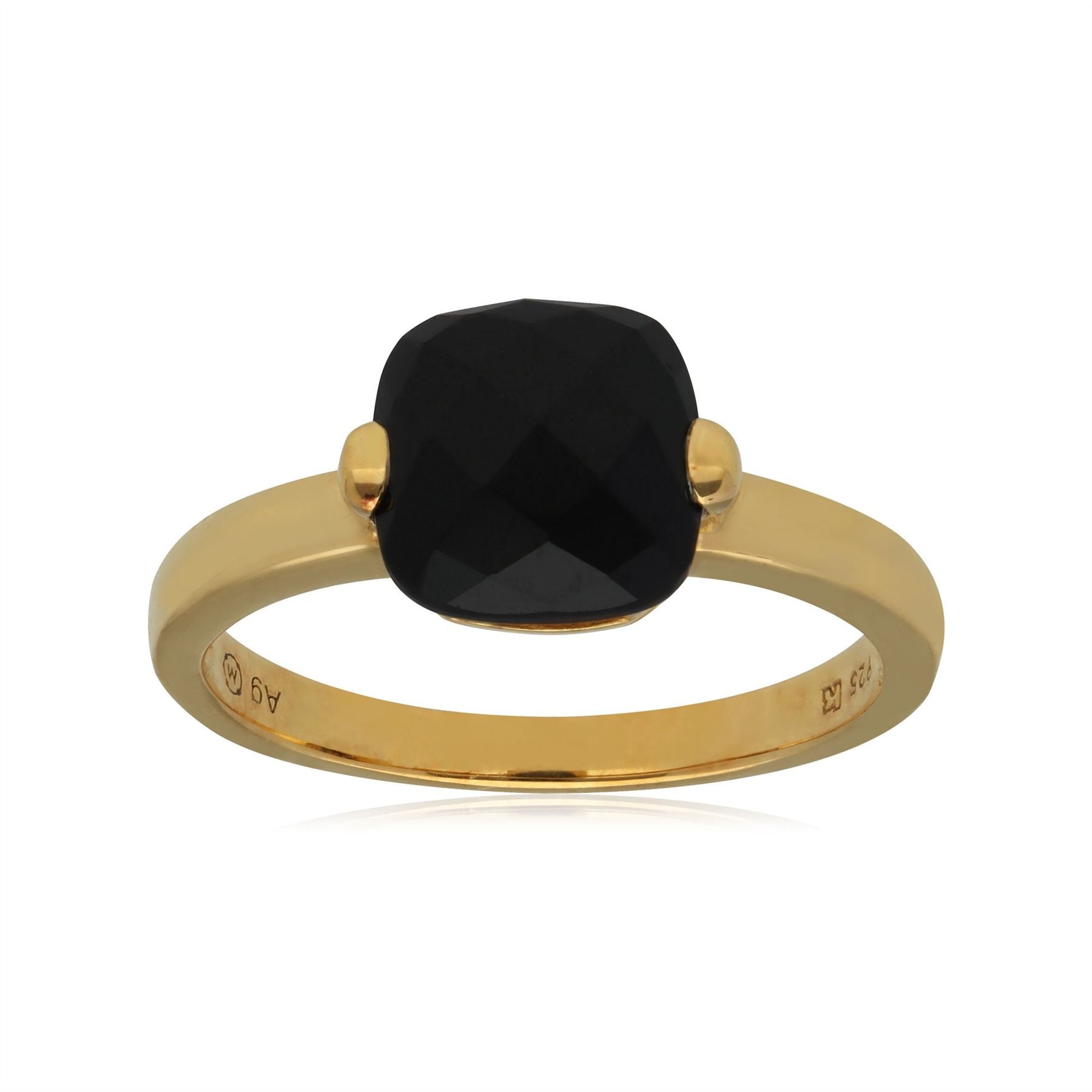 Anello Kosmos Argento 925 Placcato Oro Spinello Nero