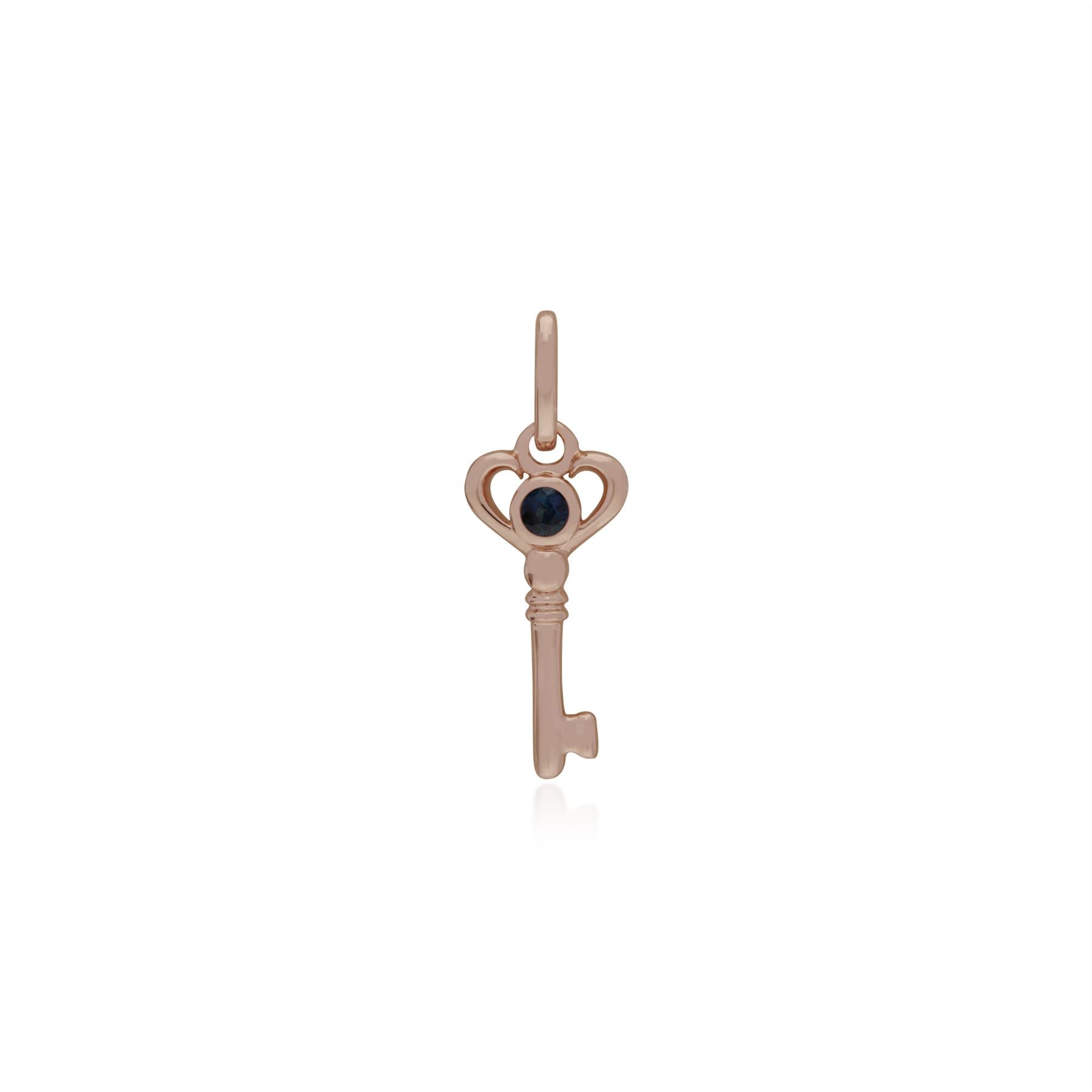 Ciondolo classico con lucchetto a cuore in argento 925 placcato oro rosa e ciondoli con chiave in zaffiro