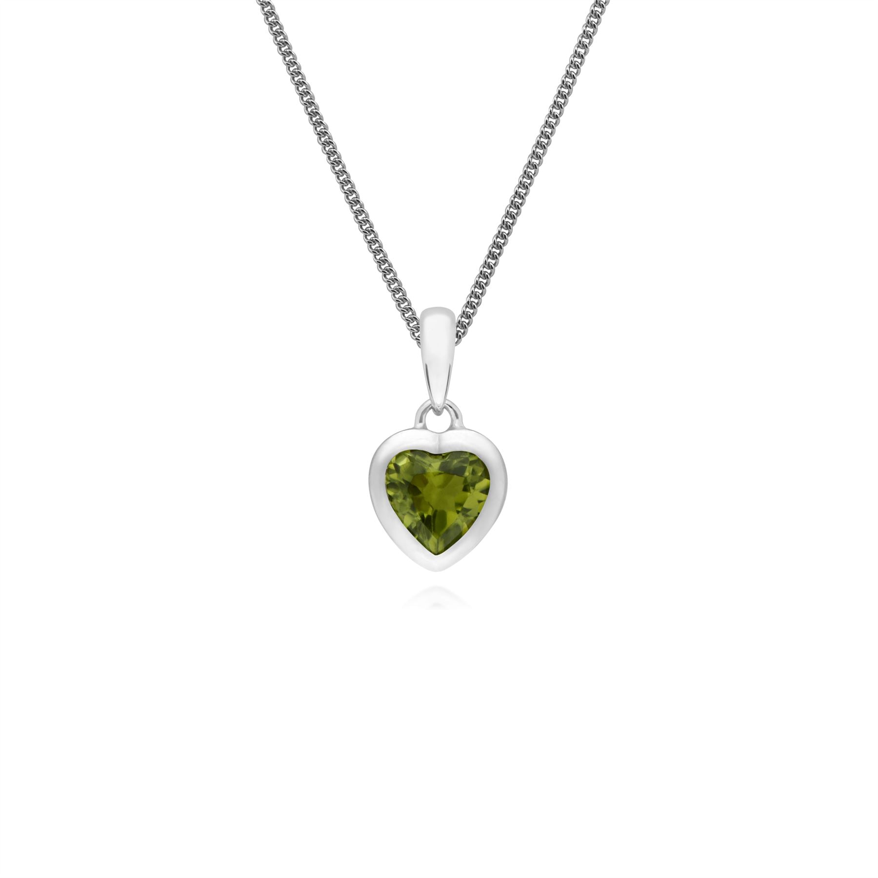 Classico ciondolo a cuore e orecchini pendenti in argento 925 con peridoto