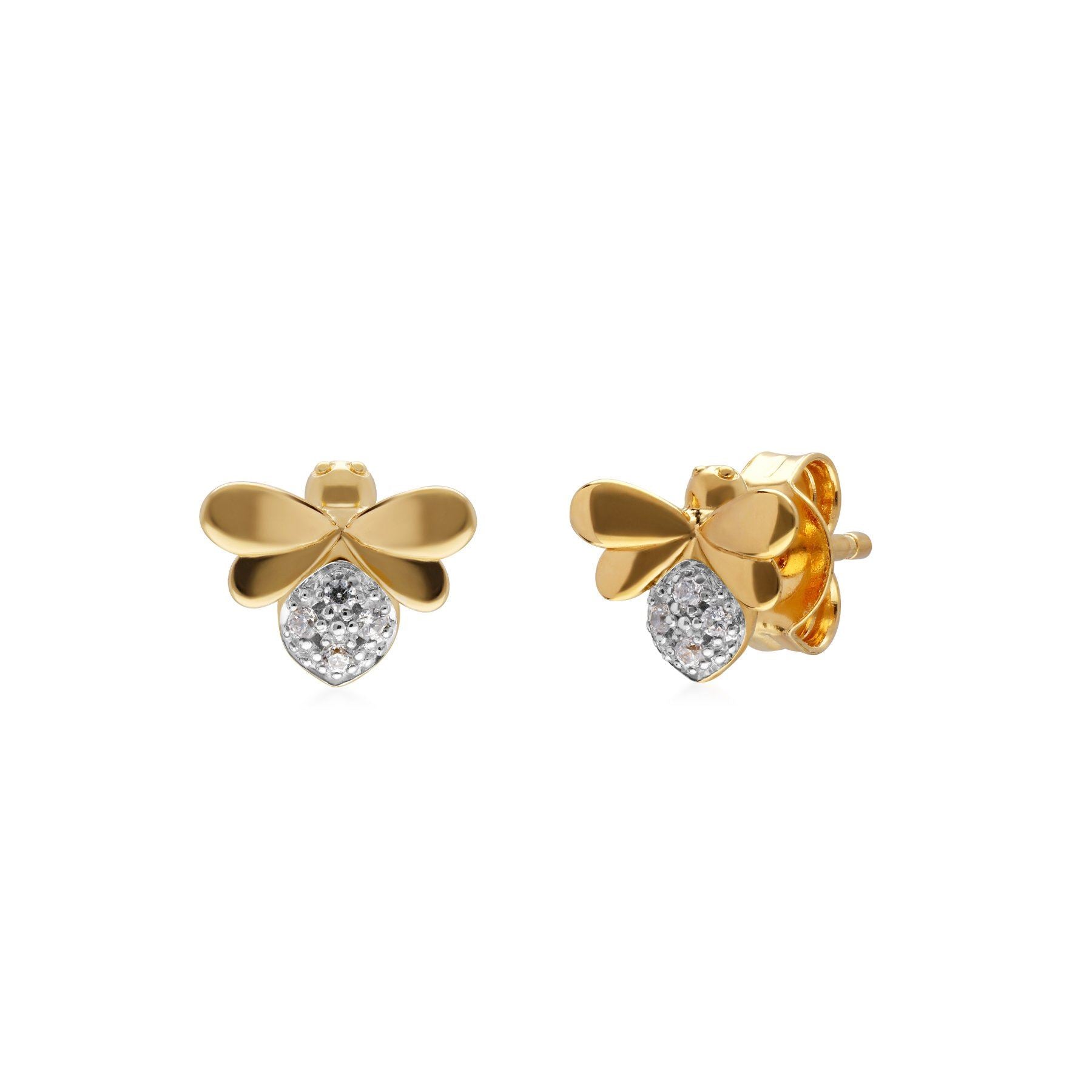 Orecchini Con Diamanti Ape Collezione Honeycomb In Oro Giallo 375