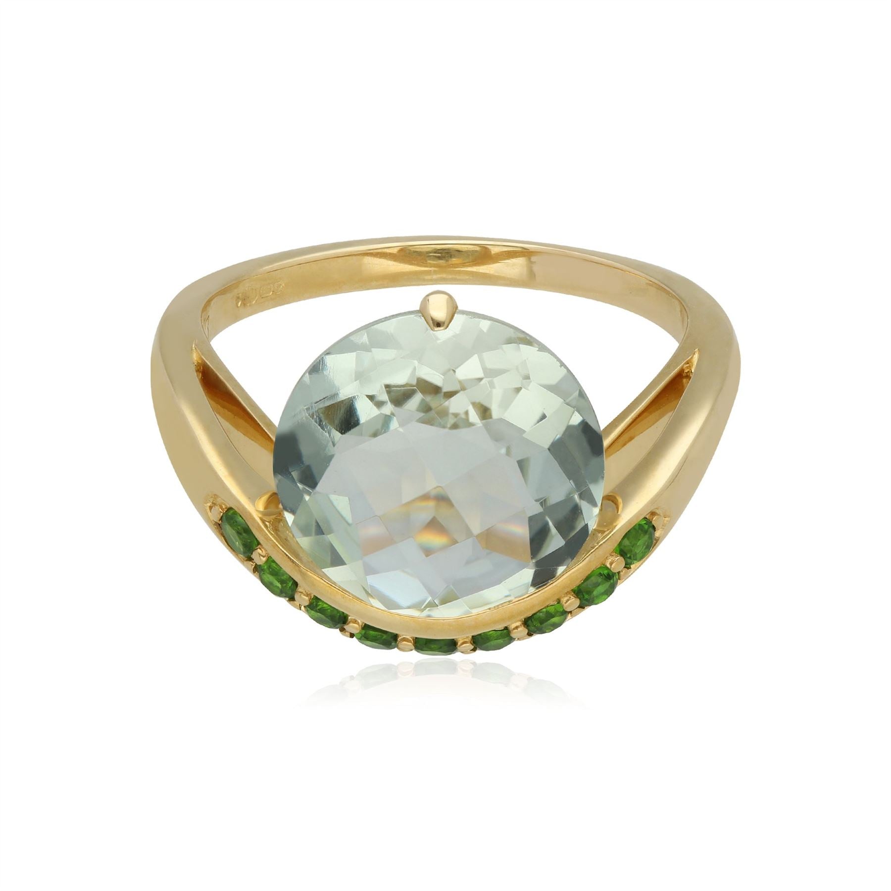 Anello Kosmos Oro Giallo 375 Quarto Verde e Cromo Diopside