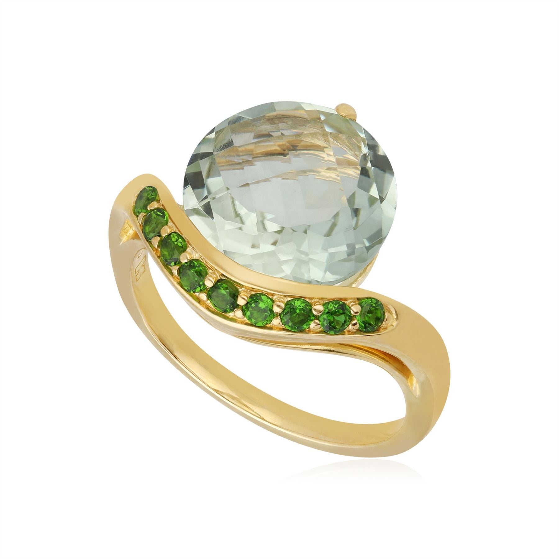Anello Kosmos Oro Giallo 375 Quarto Verde e Cromo Diopside