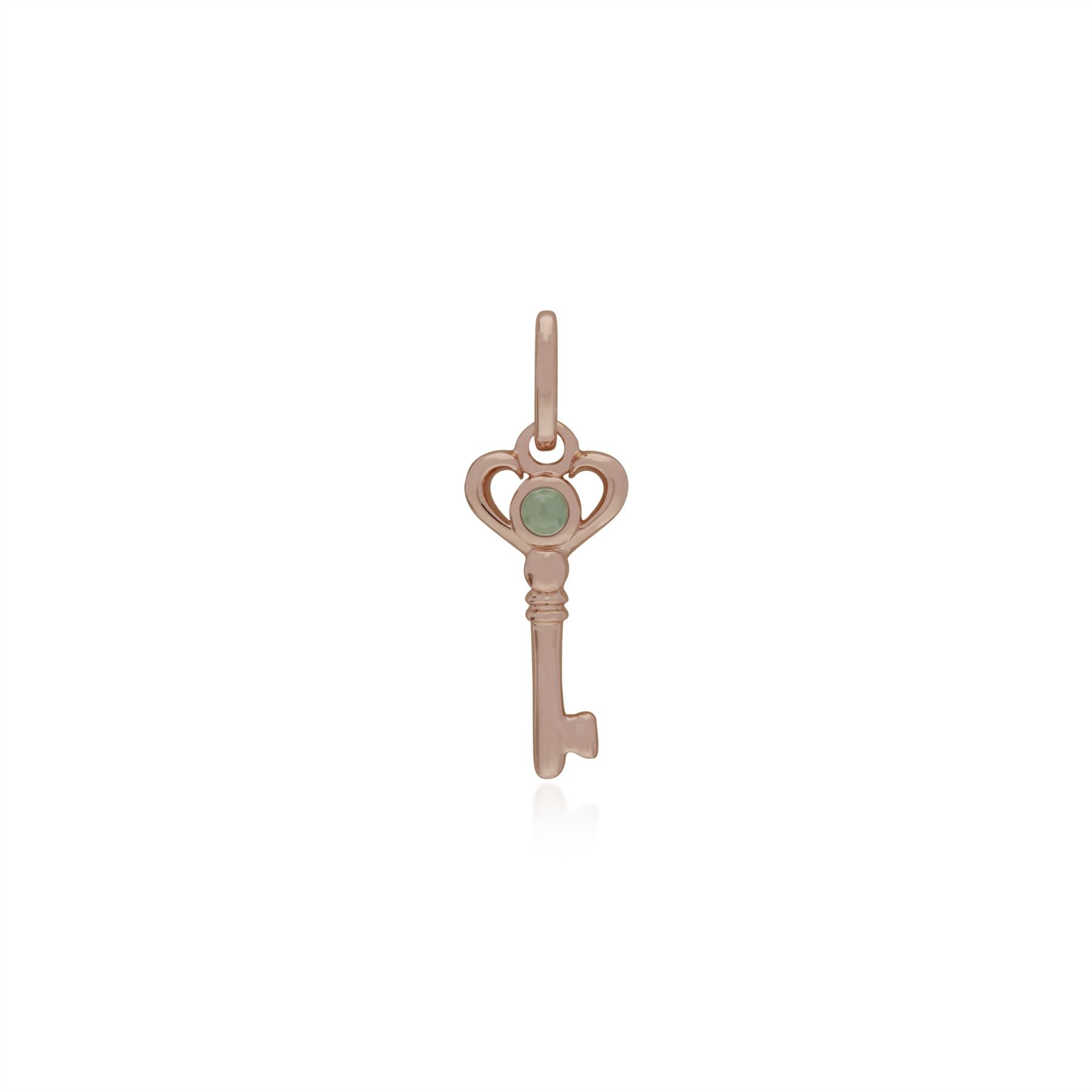 Ciondolo classico con lucchetto a cuore in argento 925 placcato oro rosa e ciondoli con chiave in giada