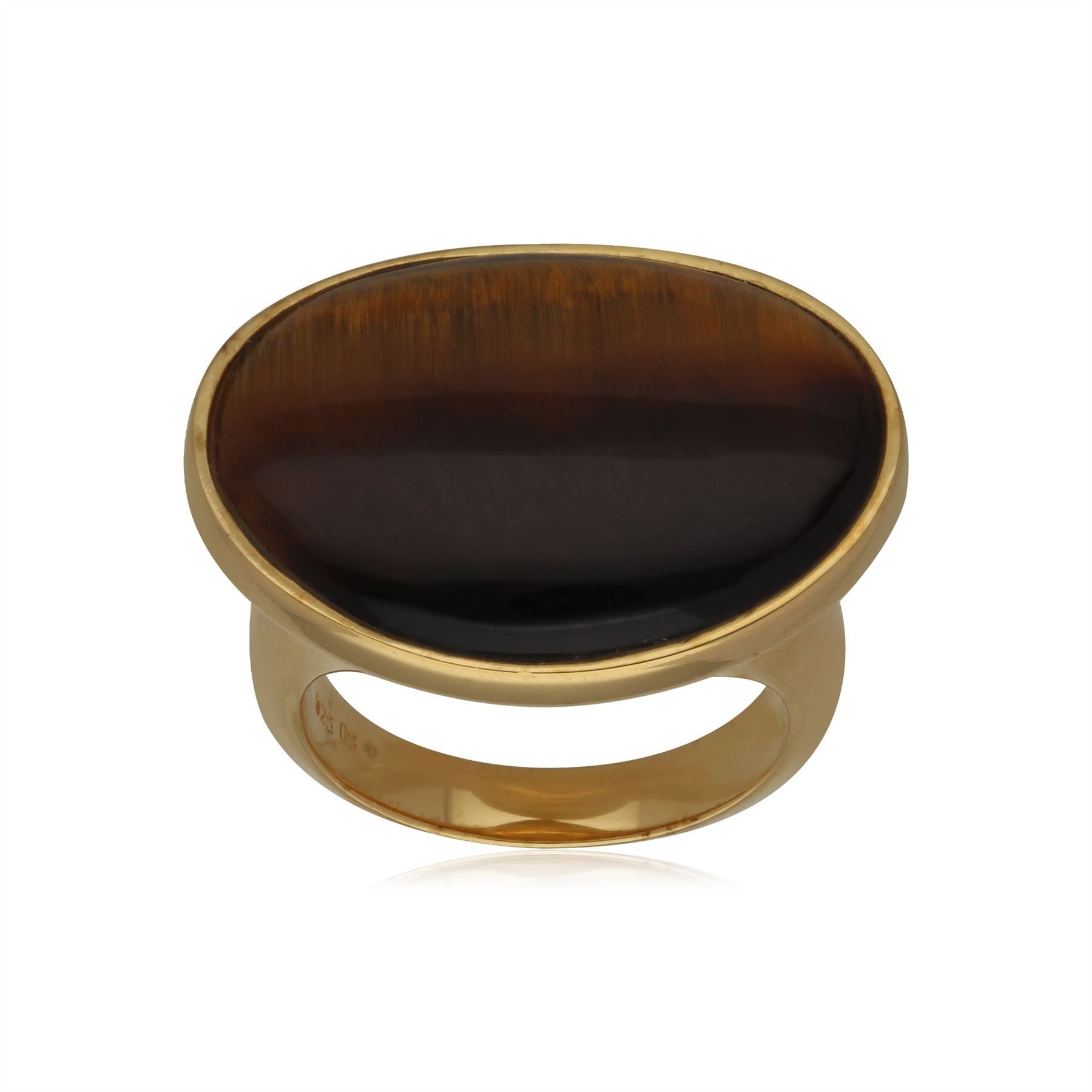 Anello Kosmos in argento 925 placcato oro con occhio di tigre