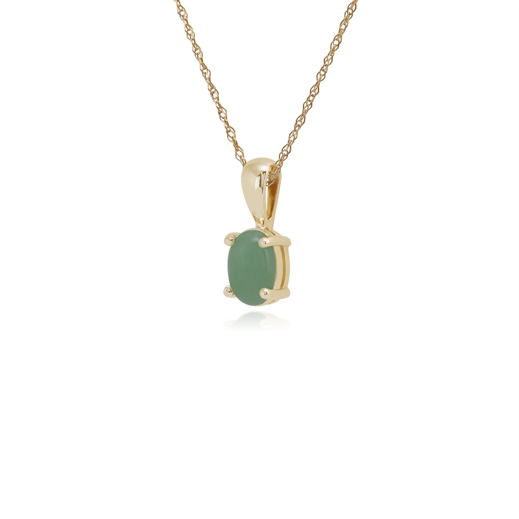 Classico pendente ovale in giada verde oro giallo 375
