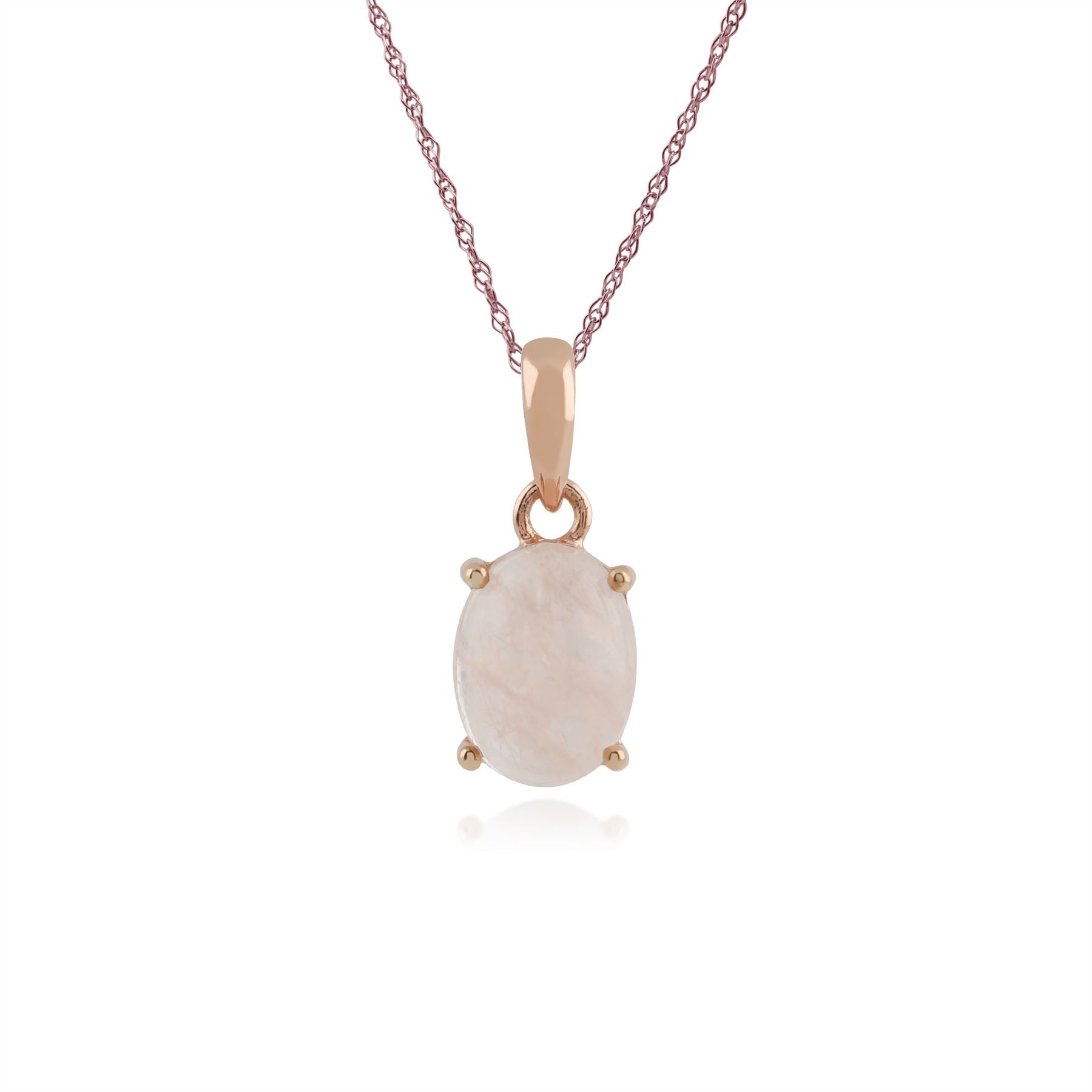 Collana e orecchini classici a bottone ovale Argento 925 placcato oro rosa Morganite opaca
