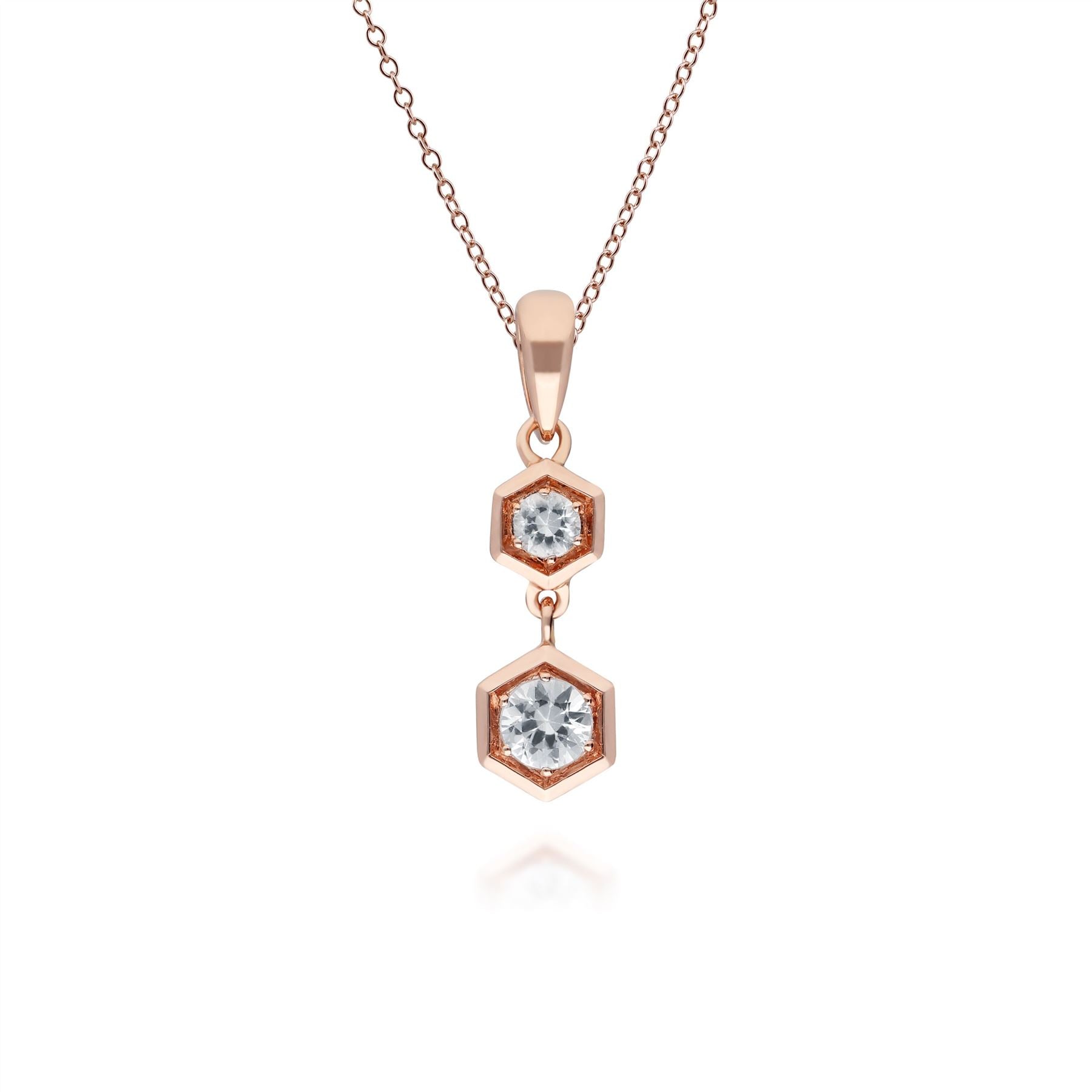 Ciondolo stile nido d'ape in oro rosa 375 con zaffiro bianco