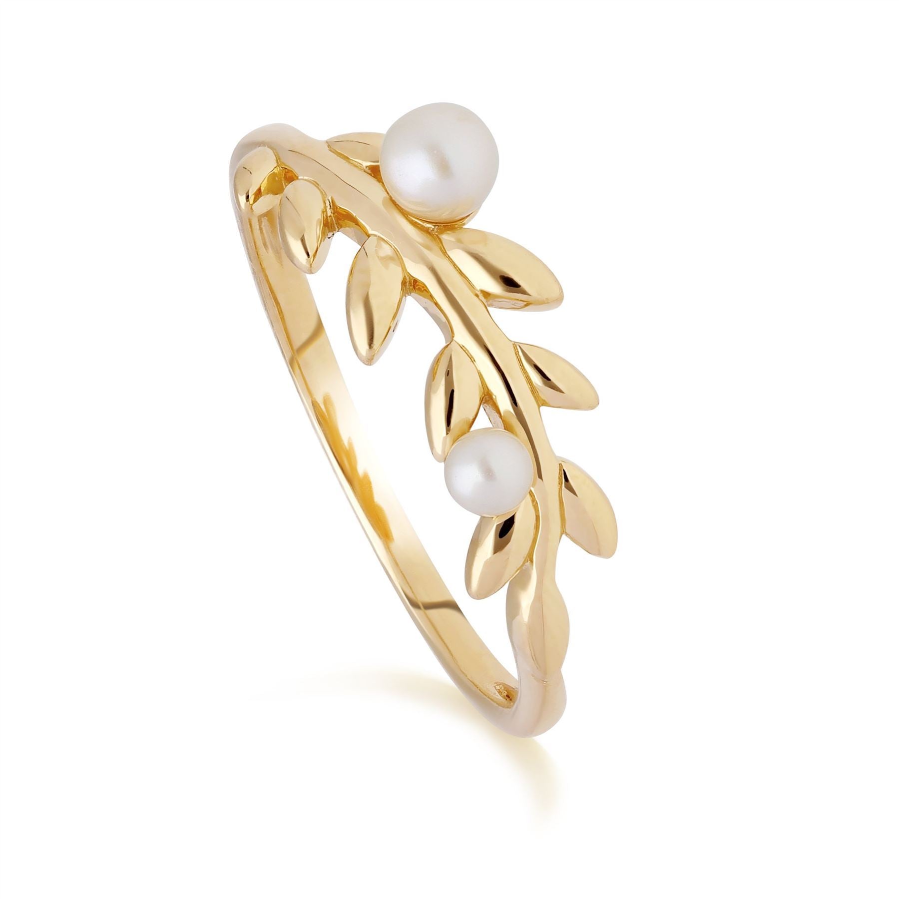 Anello e collana con perla placcata oro in argento 925 O Leaf