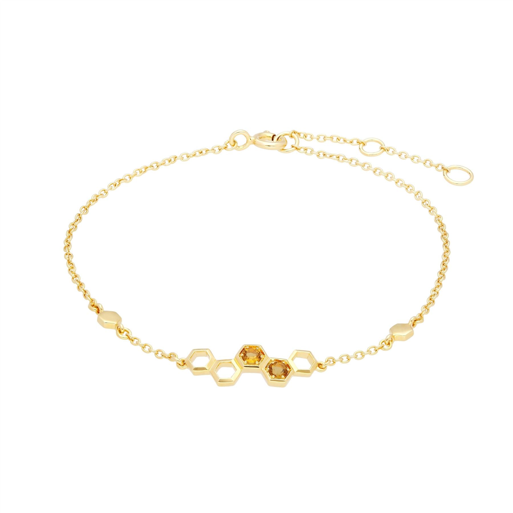 Bracciale stile nido d'ape in oro giallo 375 con citrino