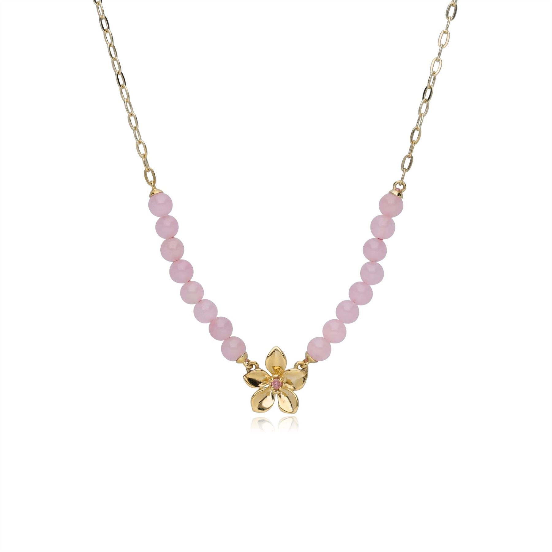 Collana floreale ECFEW™ "The Creator" con tinta rosa giadeite e tormalina rosa