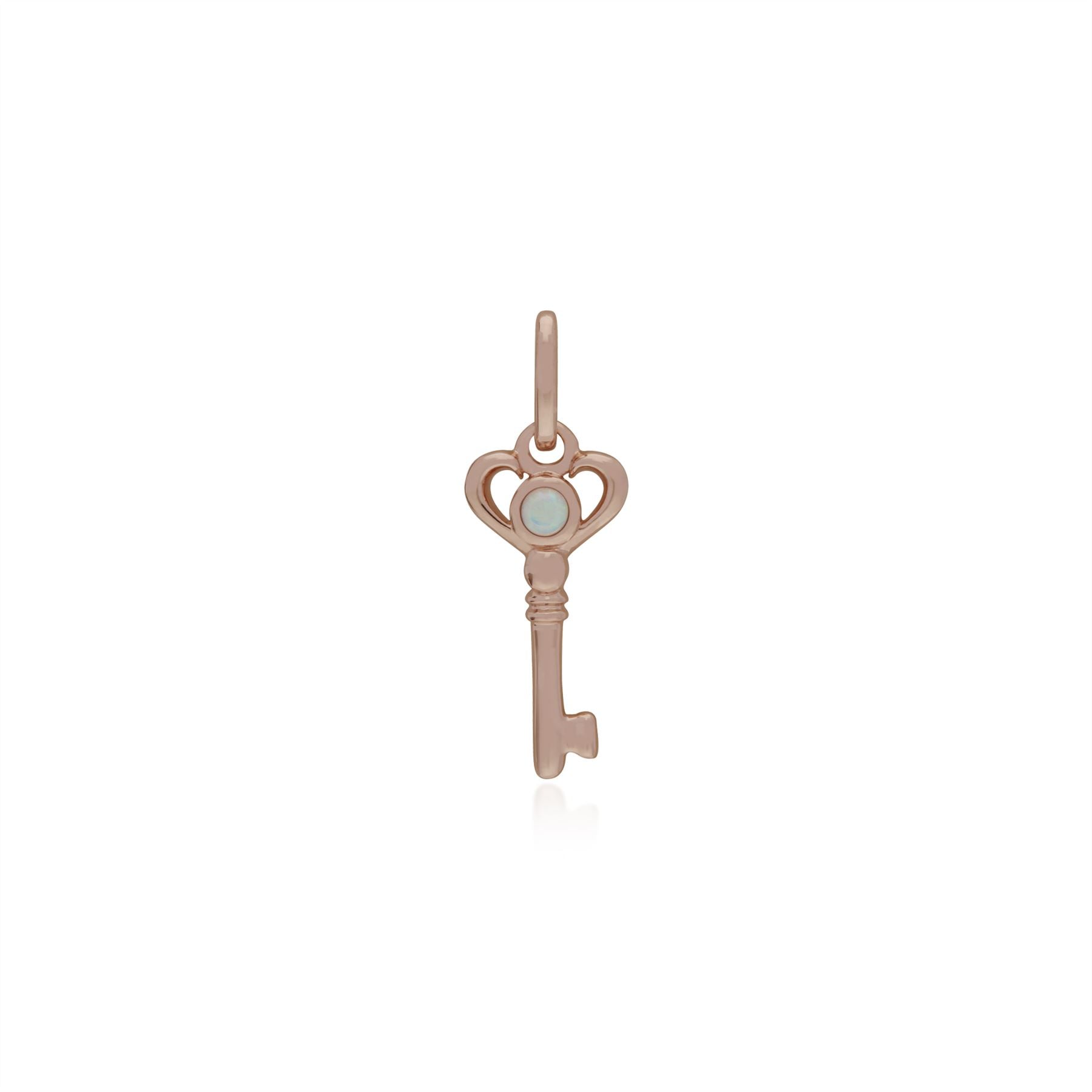 Classico pendente a chiave piccola placcato oro rosa in argento 925 con opale rotondo