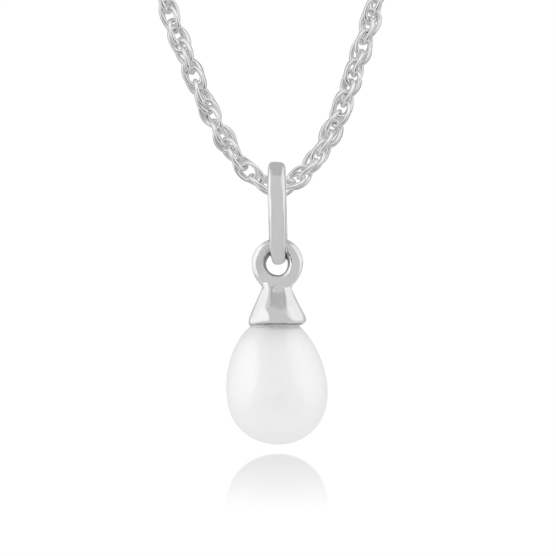 Classico pendente con perla coltivata in oro bianco 375