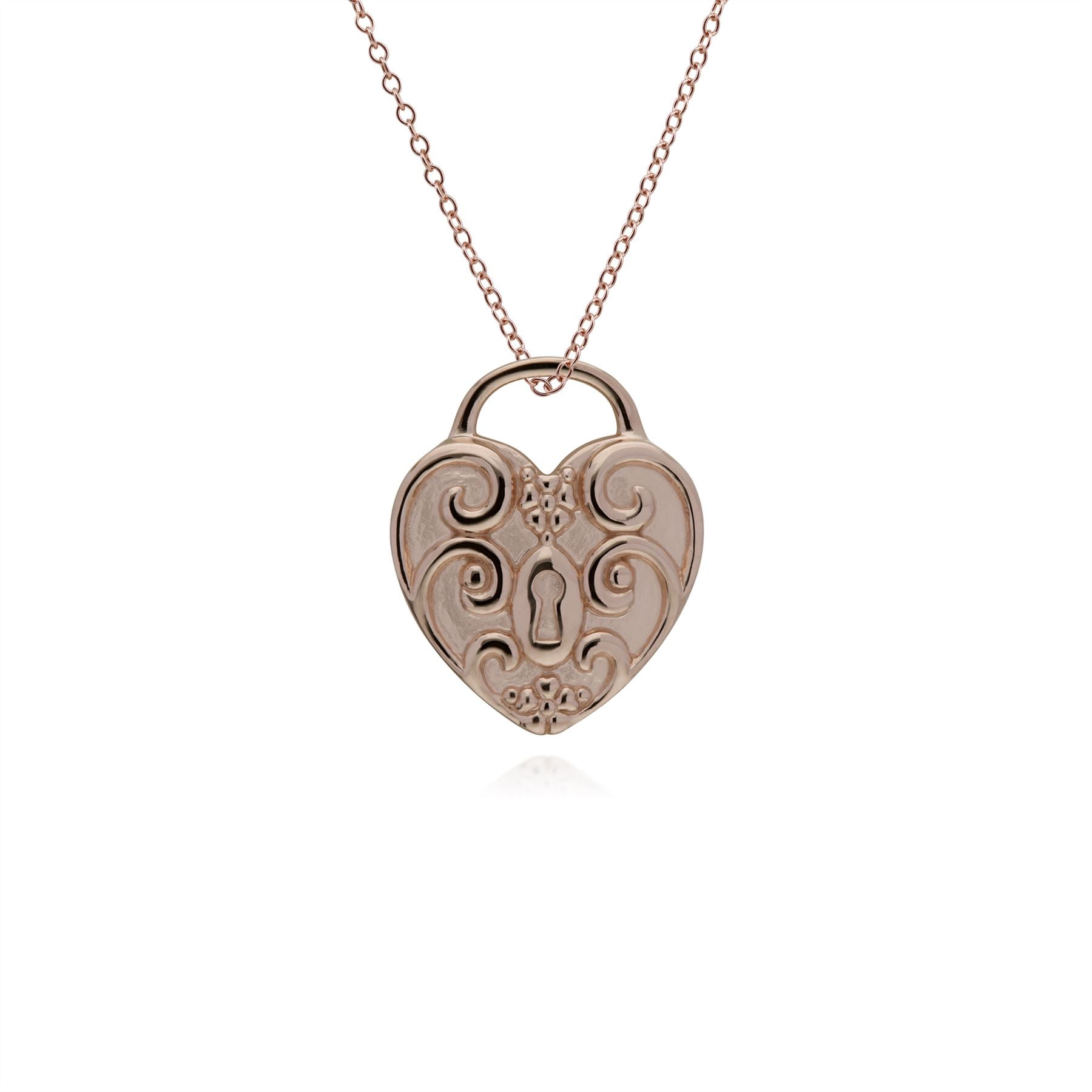 Ciondolo classico con lucchetto a cuore in argento 925 placcato oro rosa e grandi ciondoli per chiavi in opale