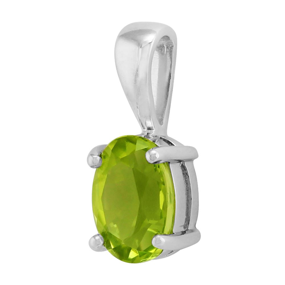 Classico pendente ovale con peridoto in oro bianco 375