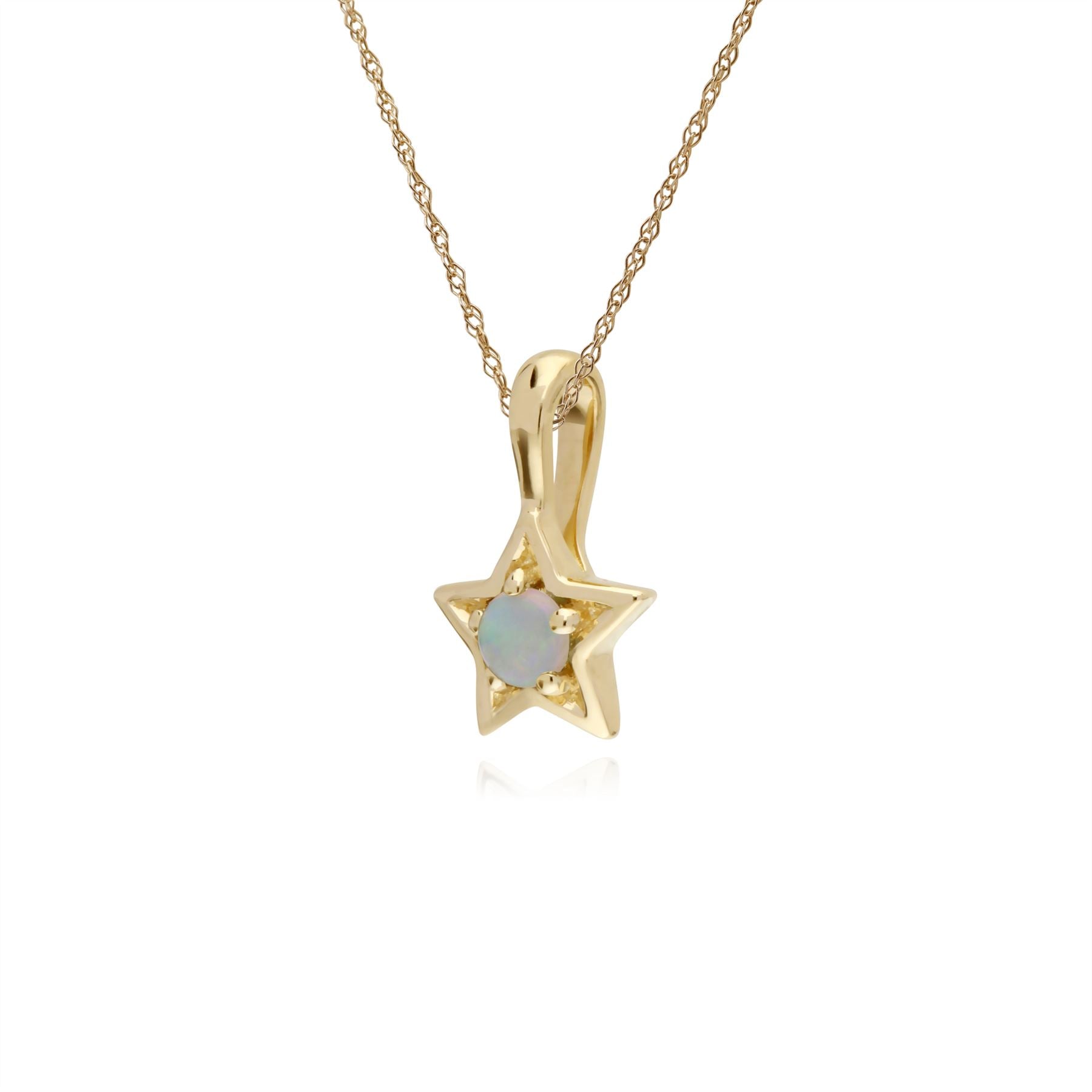 Collana con opale, pendente a stella in pietra singola con opale in oro giallo da 9 ct su catena da 45 cm