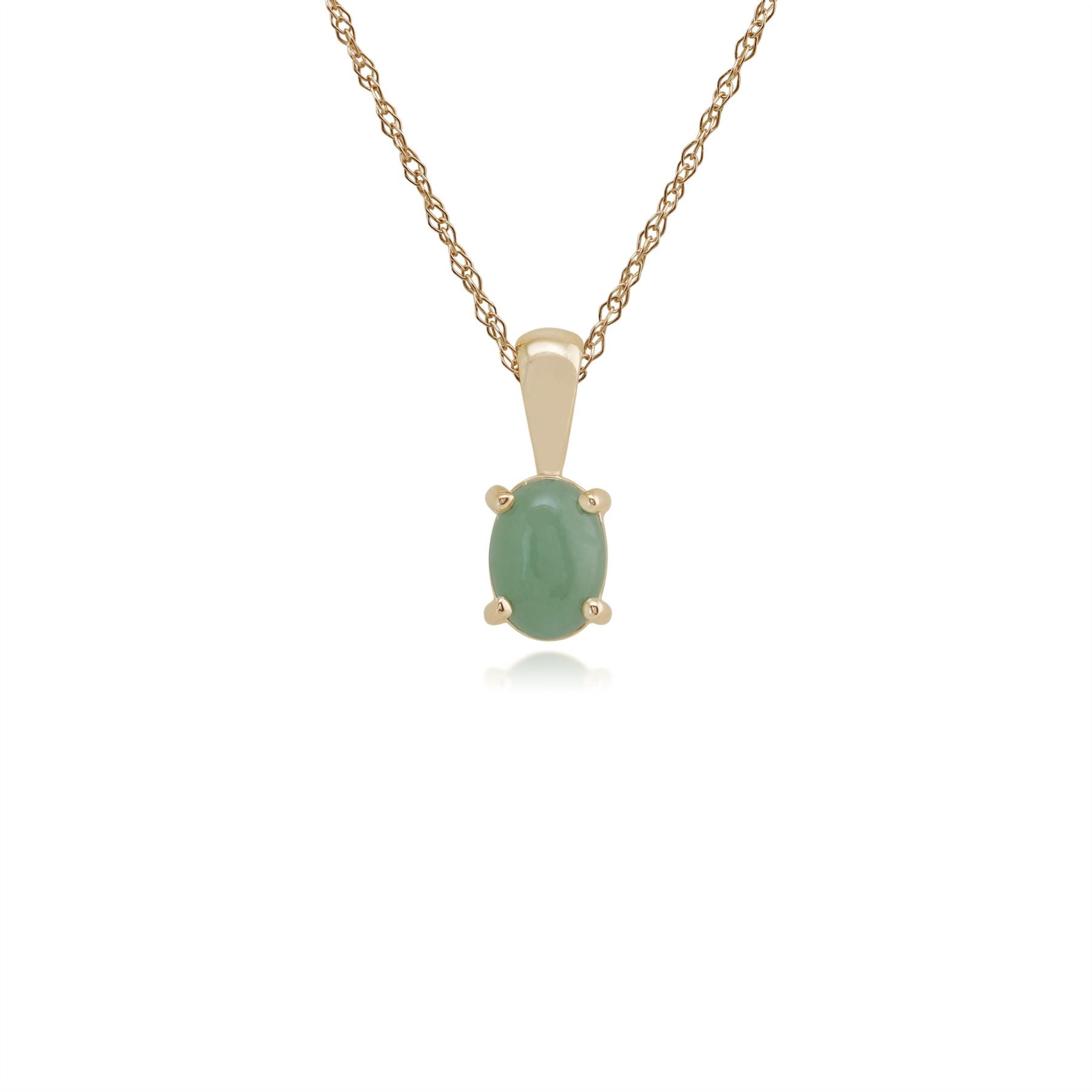 Classico pendente ovale in giada verde oro giallo 375