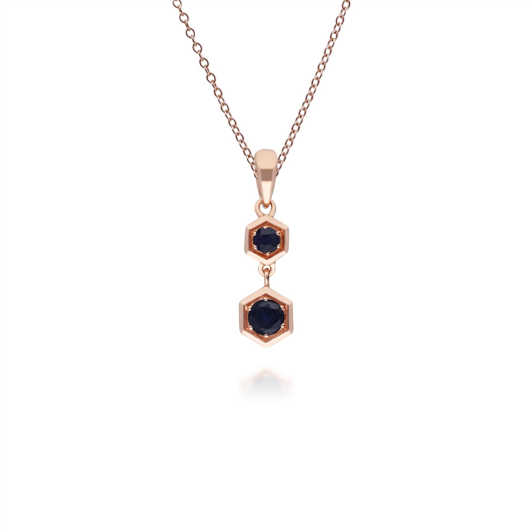 Ciondolo stile nido d'ape in oro rosa 375 con zaffiro blu