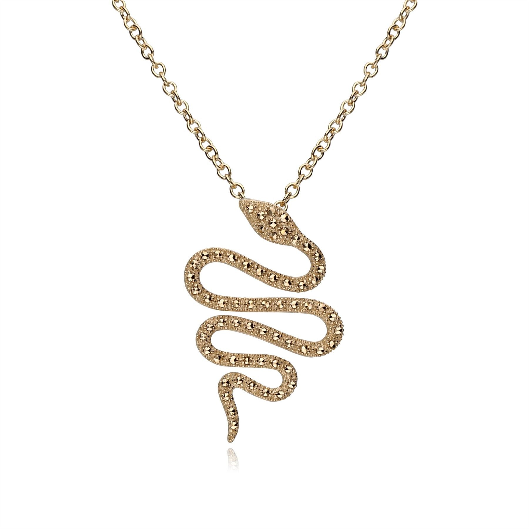 Collana serpente in argento 925 placcato oro con marcasite