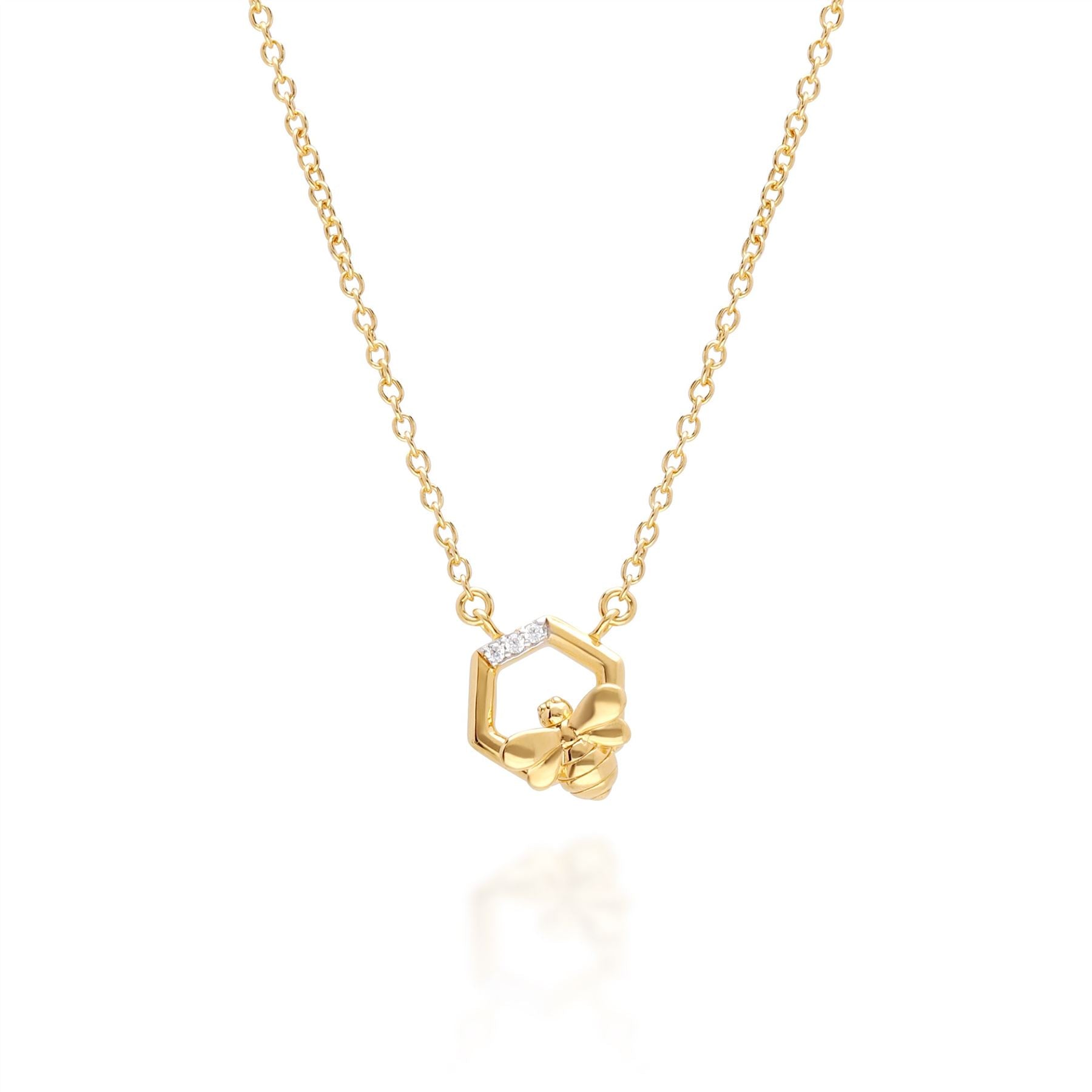 Collana Ape Esagono Collezione Honeycomb Oro Giallo 375 Diamanti