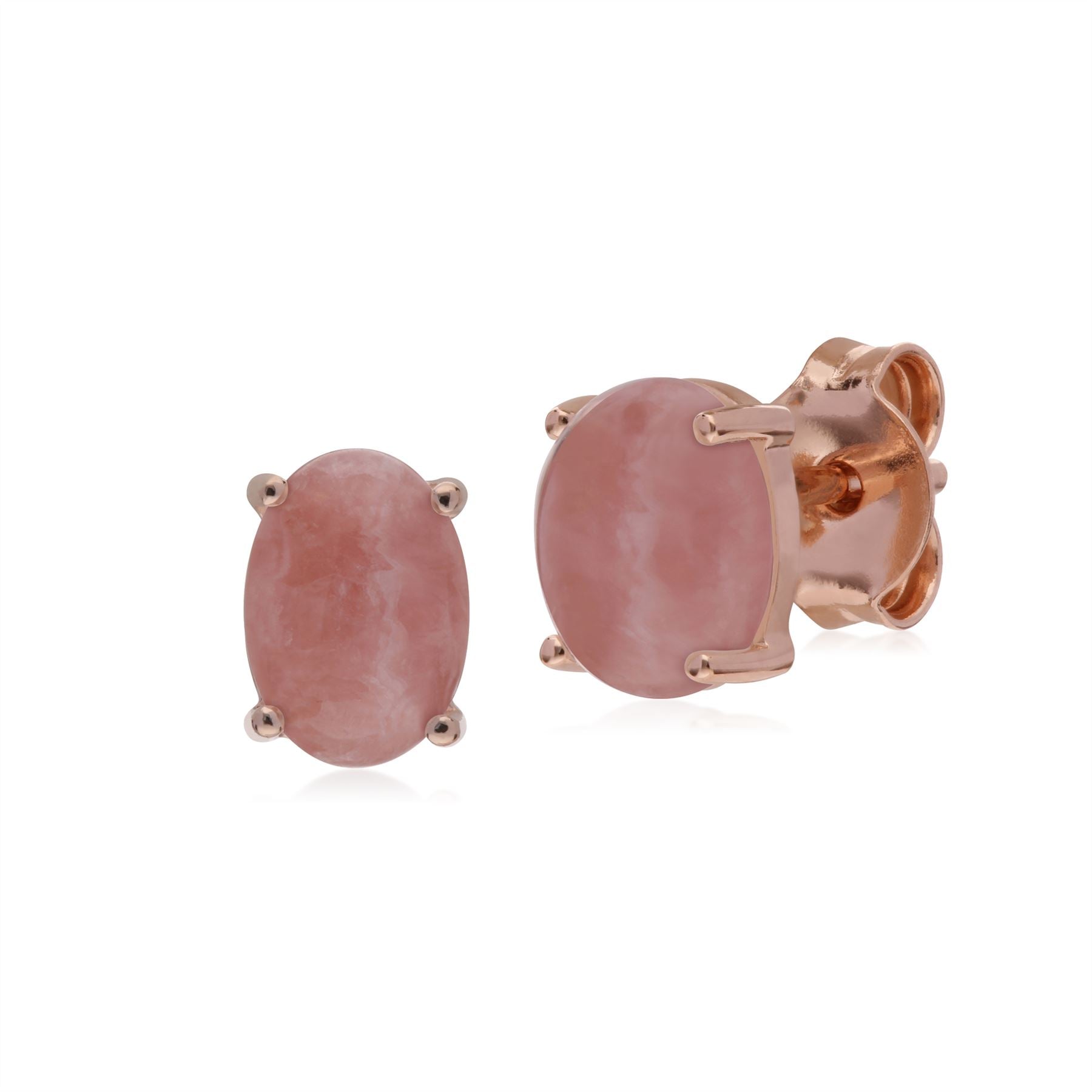 Classico pendente e bracciale ovale in rodocrosite placcato oro rosa in argento 925