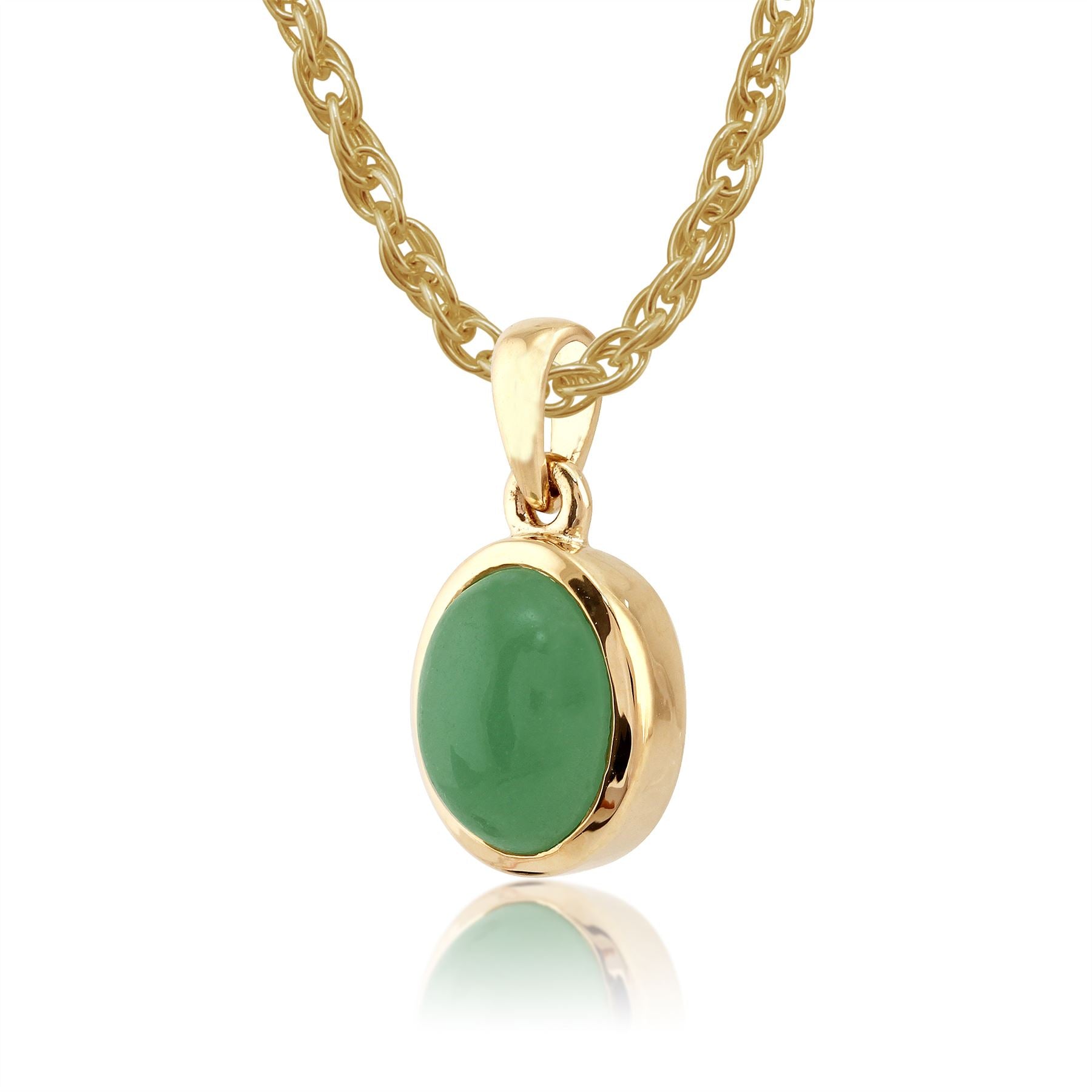 Ciondolo e anello classici in giada in oro giallo 375, incastonati