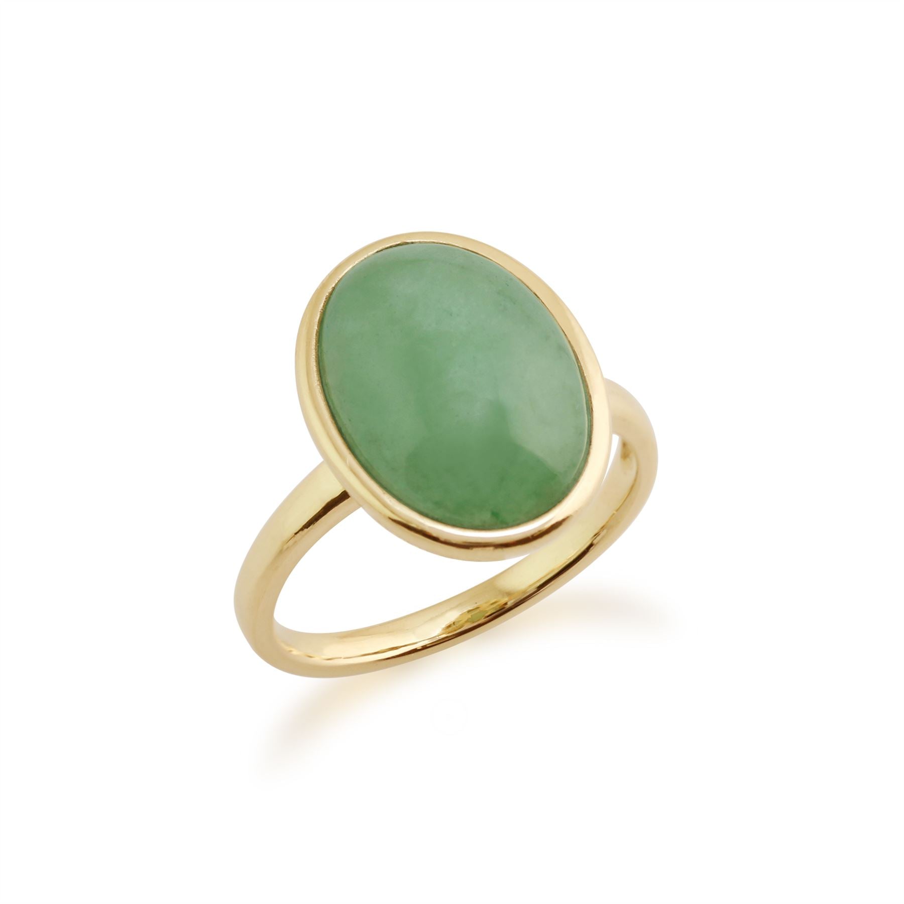 Ciondolo e anello classici in giada in oro giallo 375, incastonati