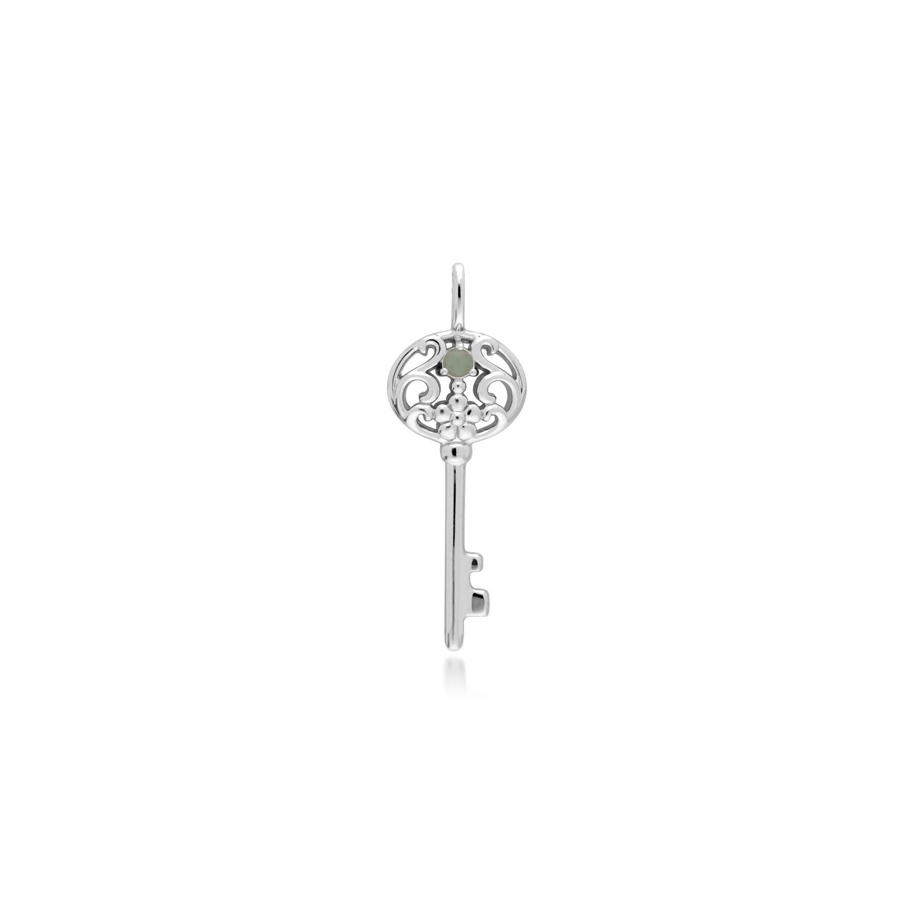 Classico pendente a chiave grande in argento 925 con opale rotondo