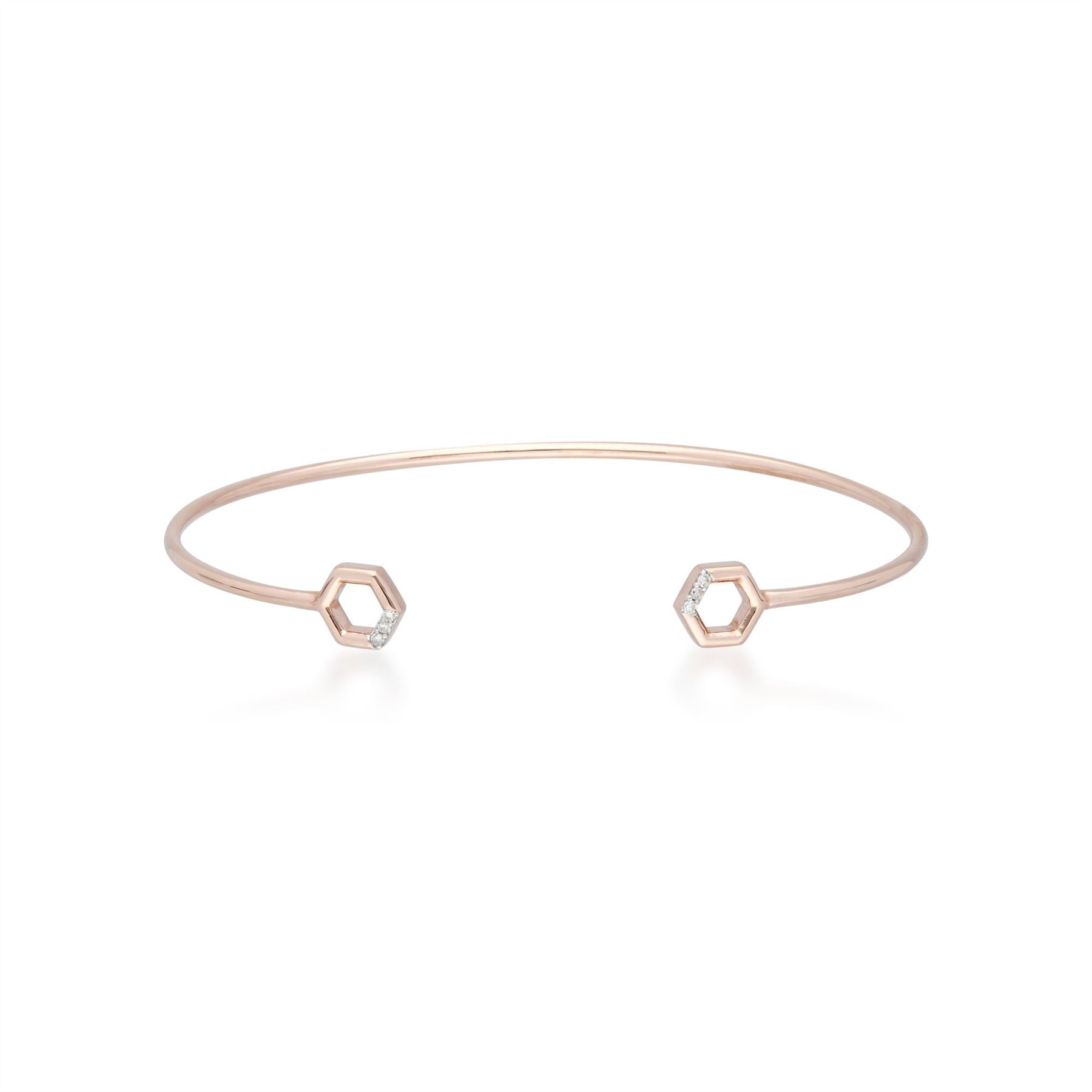 Bracciale rigido con pavé di diamanti in oro rosa 375 diamanti