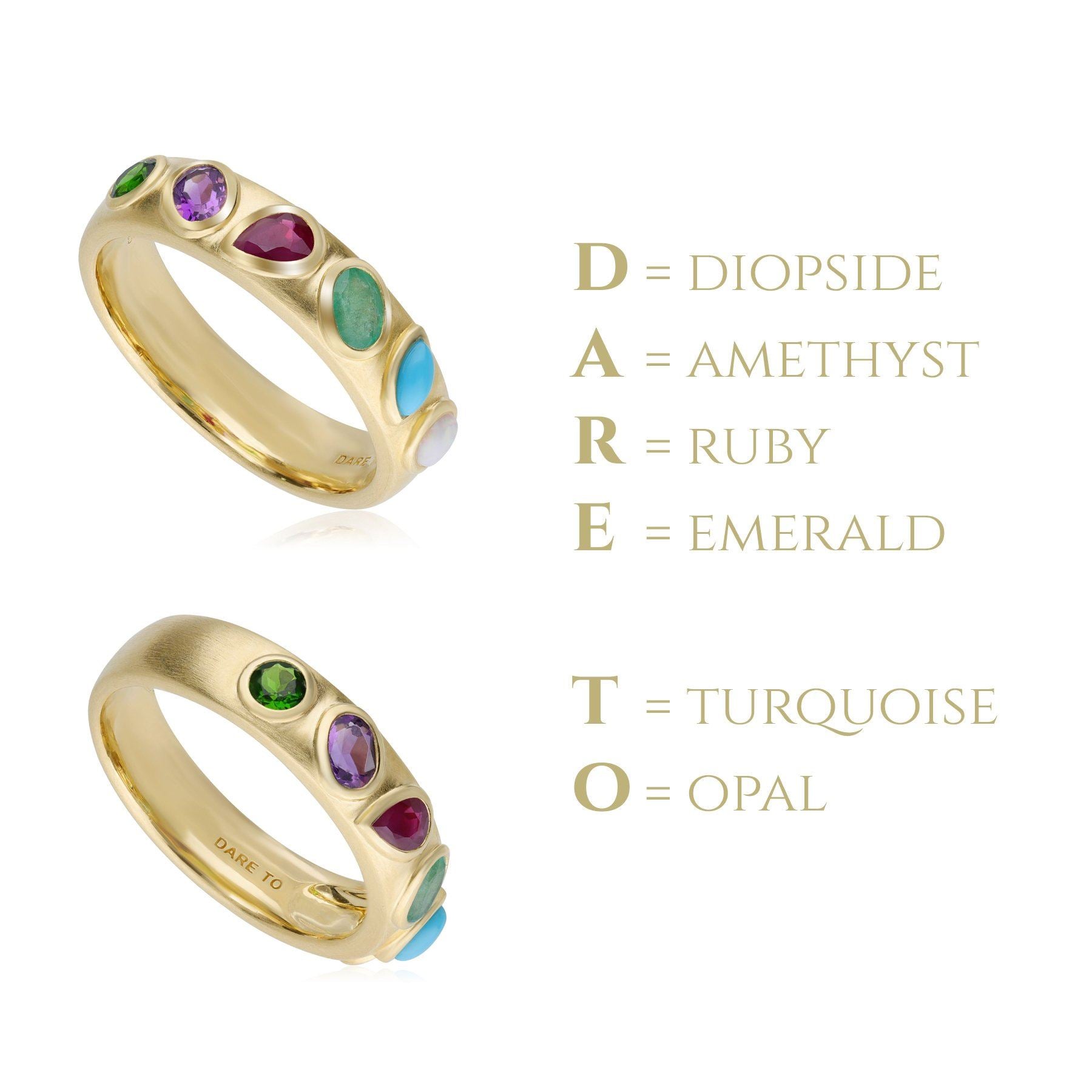 Anello con pietra preziosa "Dare To" sussurri codificati