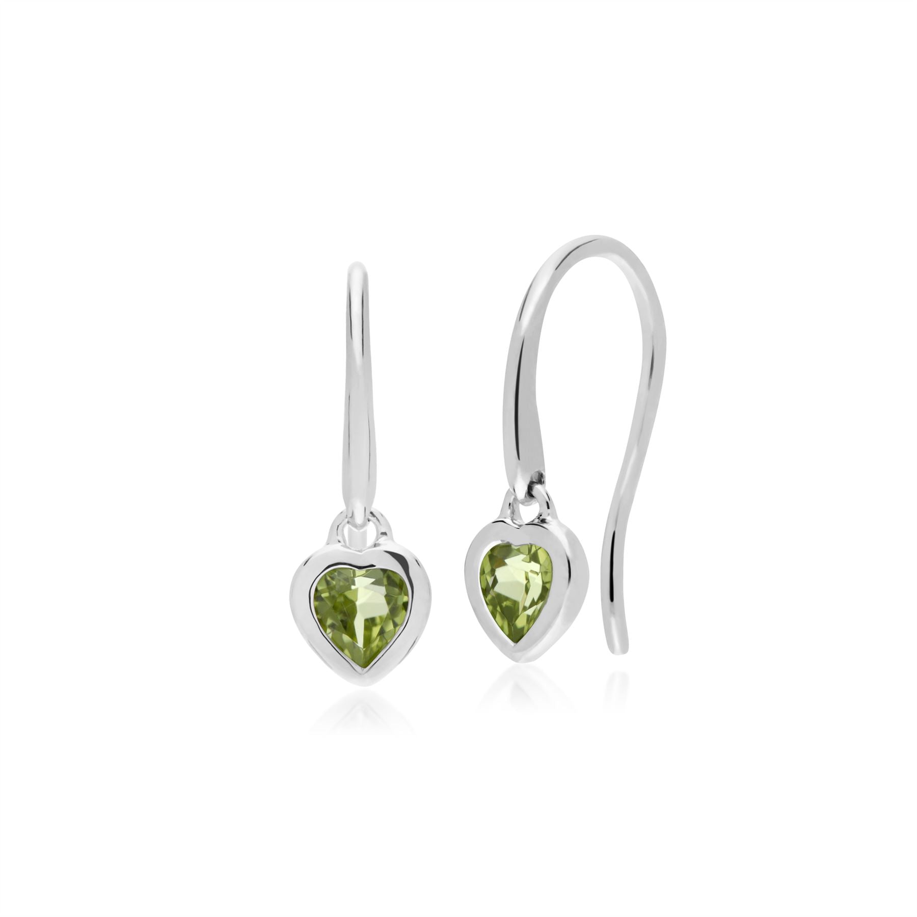 Classico ciondolo a cuore e orecchini pendenti in argento 925 con peridoto