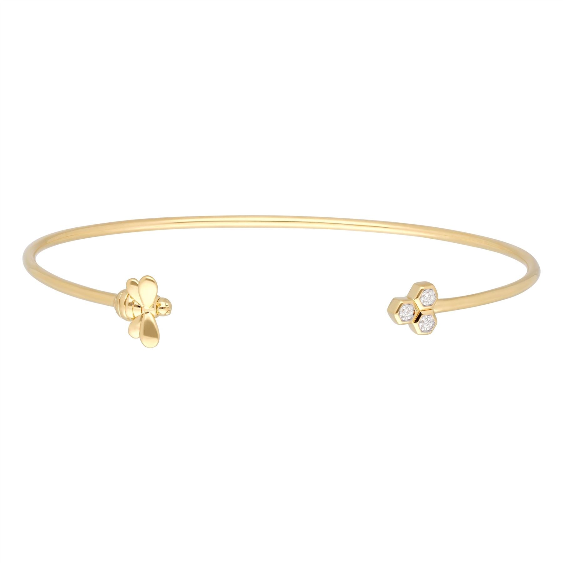Bracciale Rigido Trilogy Bee Collezione Honeycomb Oro Giallo 375 Diamanti