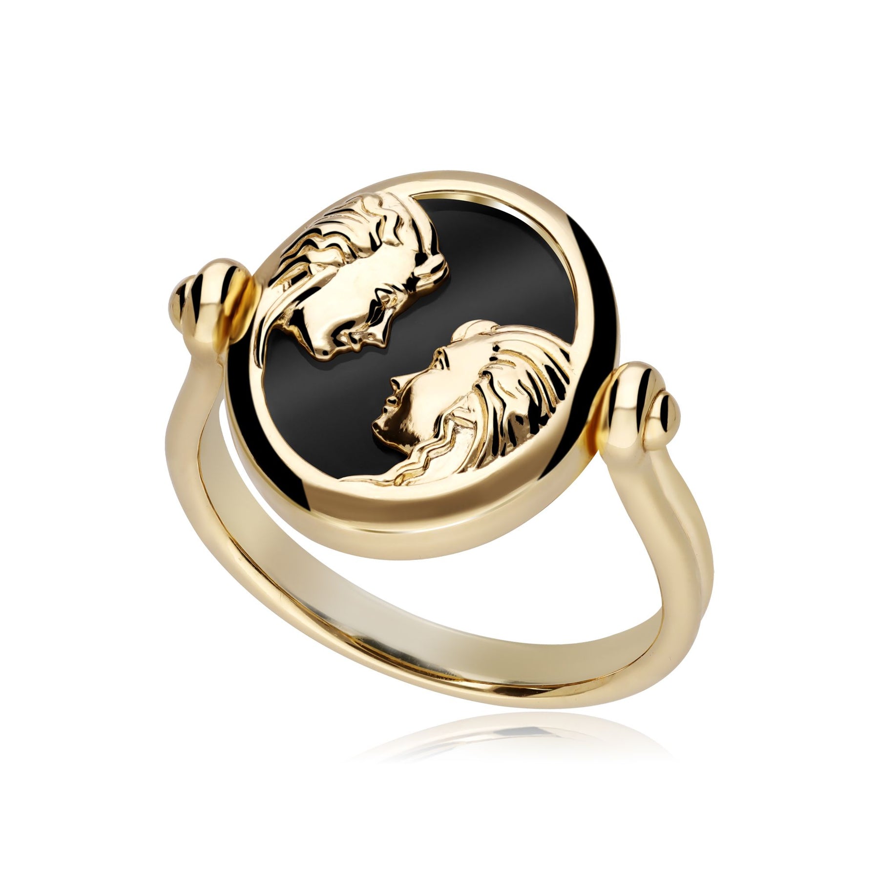 Anello zodiacale Gemelli con onice nera