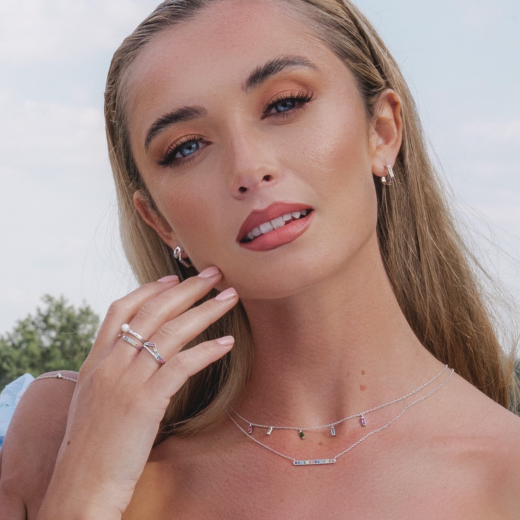 Collana girocollo arcobaleno in argento 925