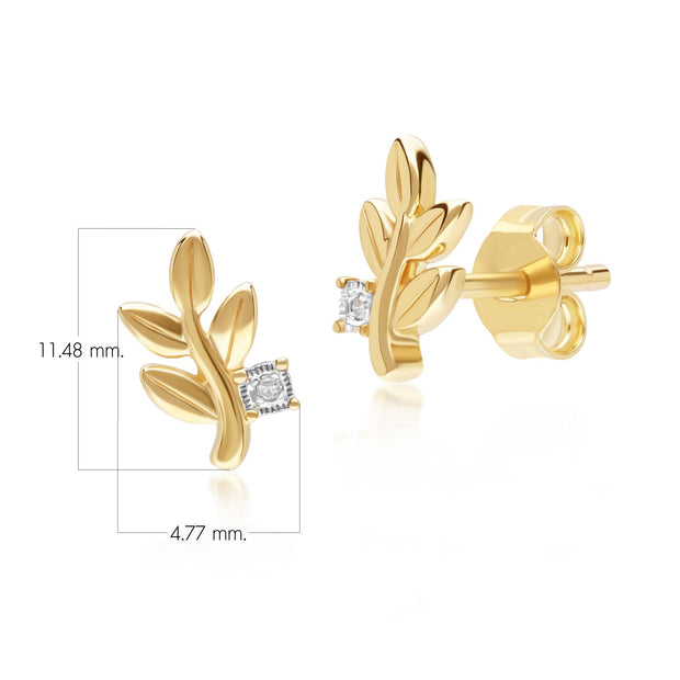 Orecchini a Lobo O Leaf in oro giallo da 9 ct con diamante