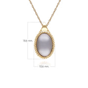 Collier pendentif Classique avec pierre de lune noire ovale en or jaune 9 carats